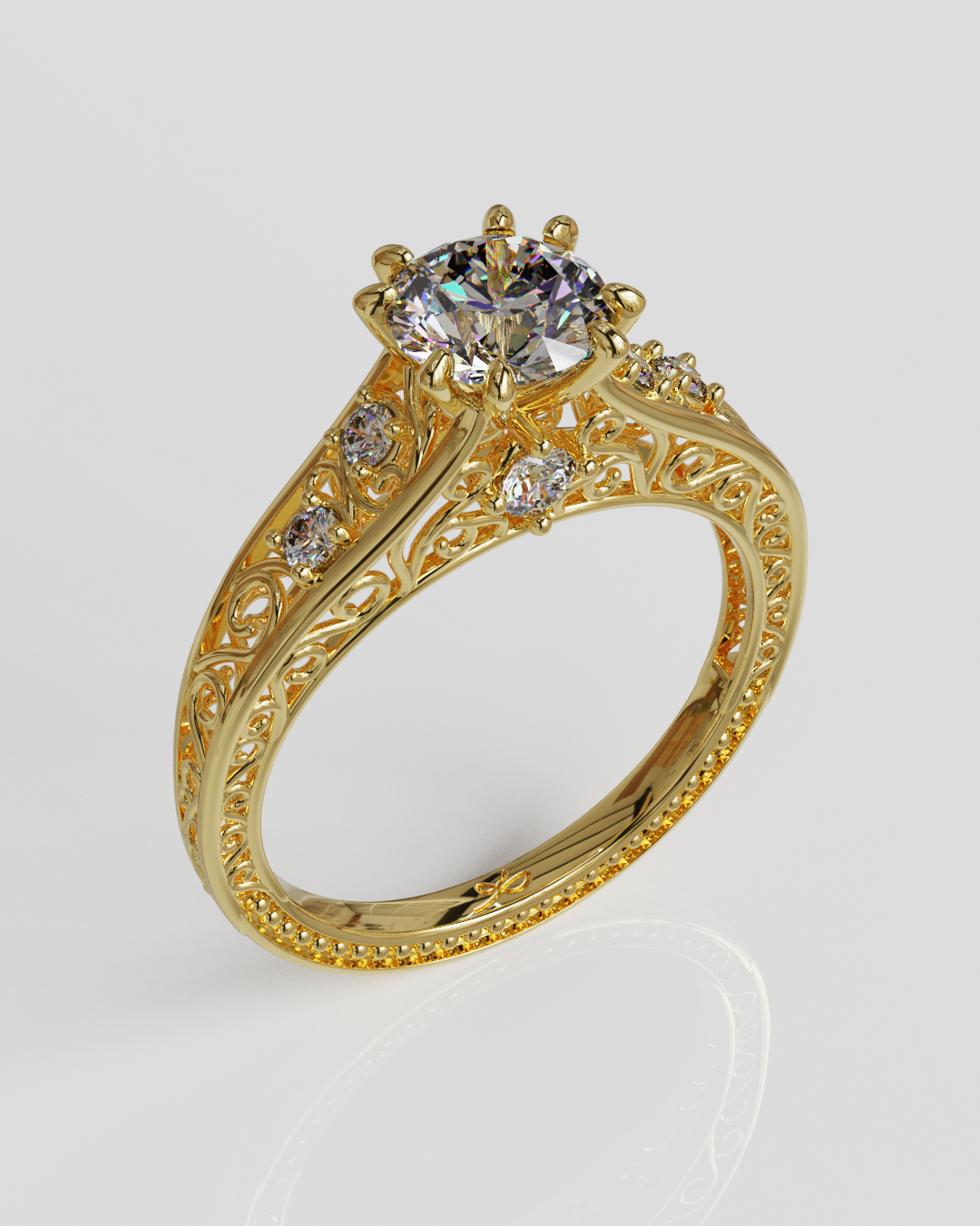 Anillo fligree oro amarillo 18K