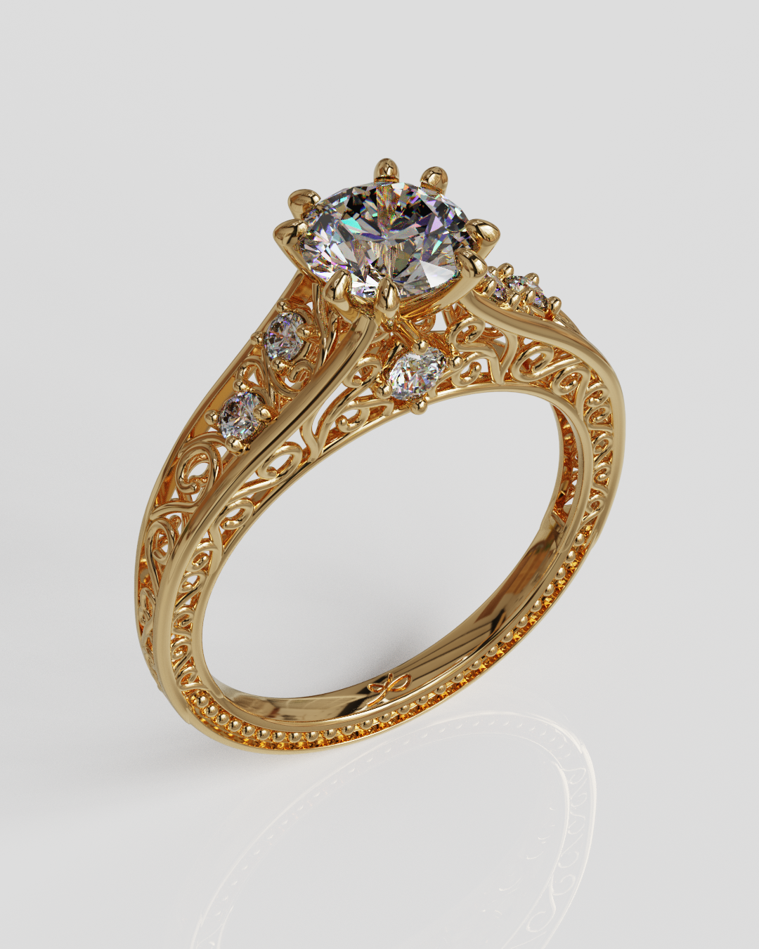 Anillo fligree oro rosa 18K