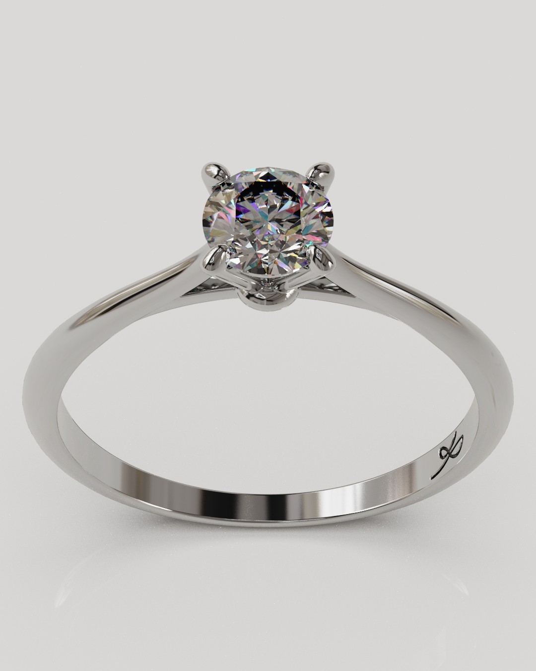 Anillo solitario Baggy oro blanco 18K