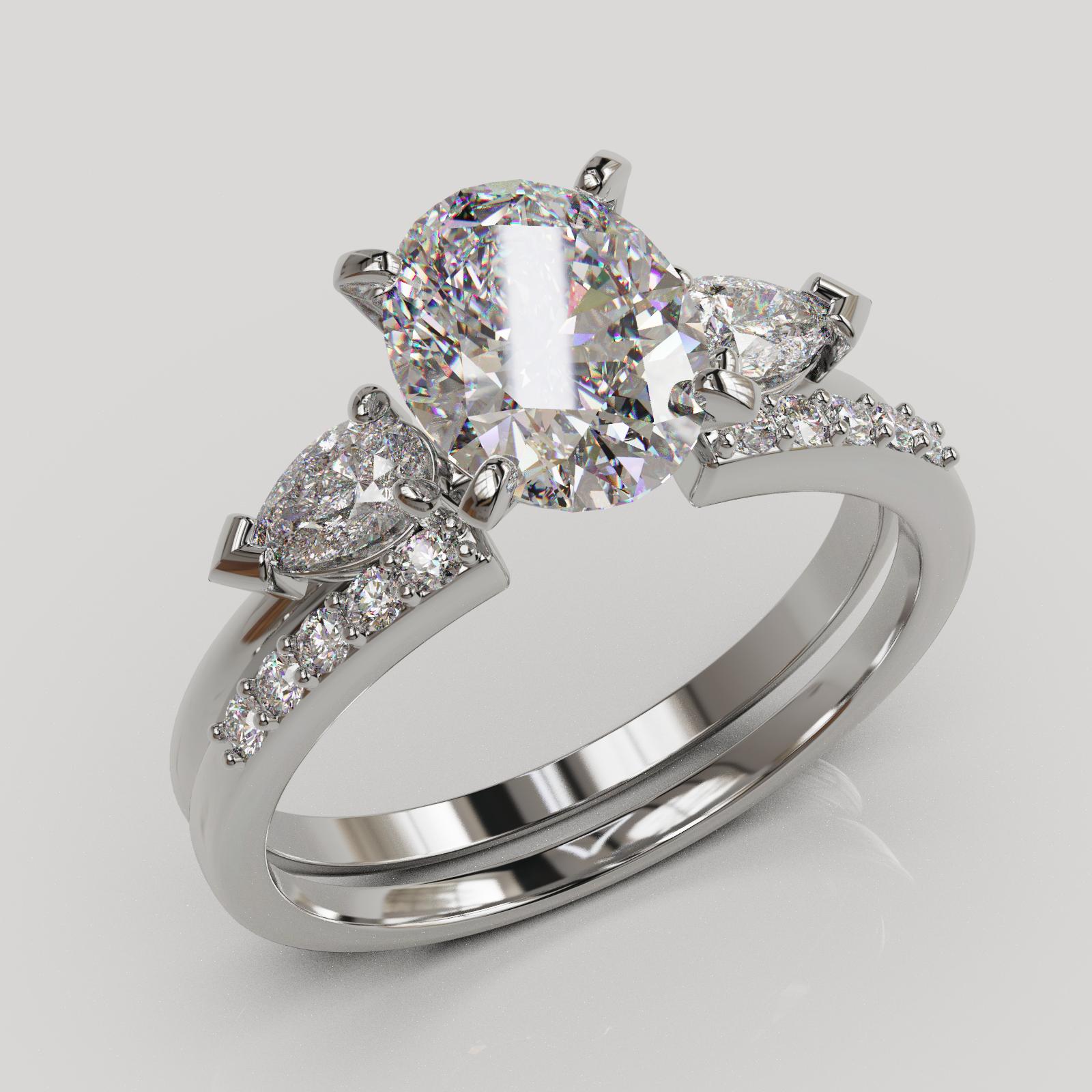 Anillo de Compromiso Alivine de Dos Piezas con Gema Oval