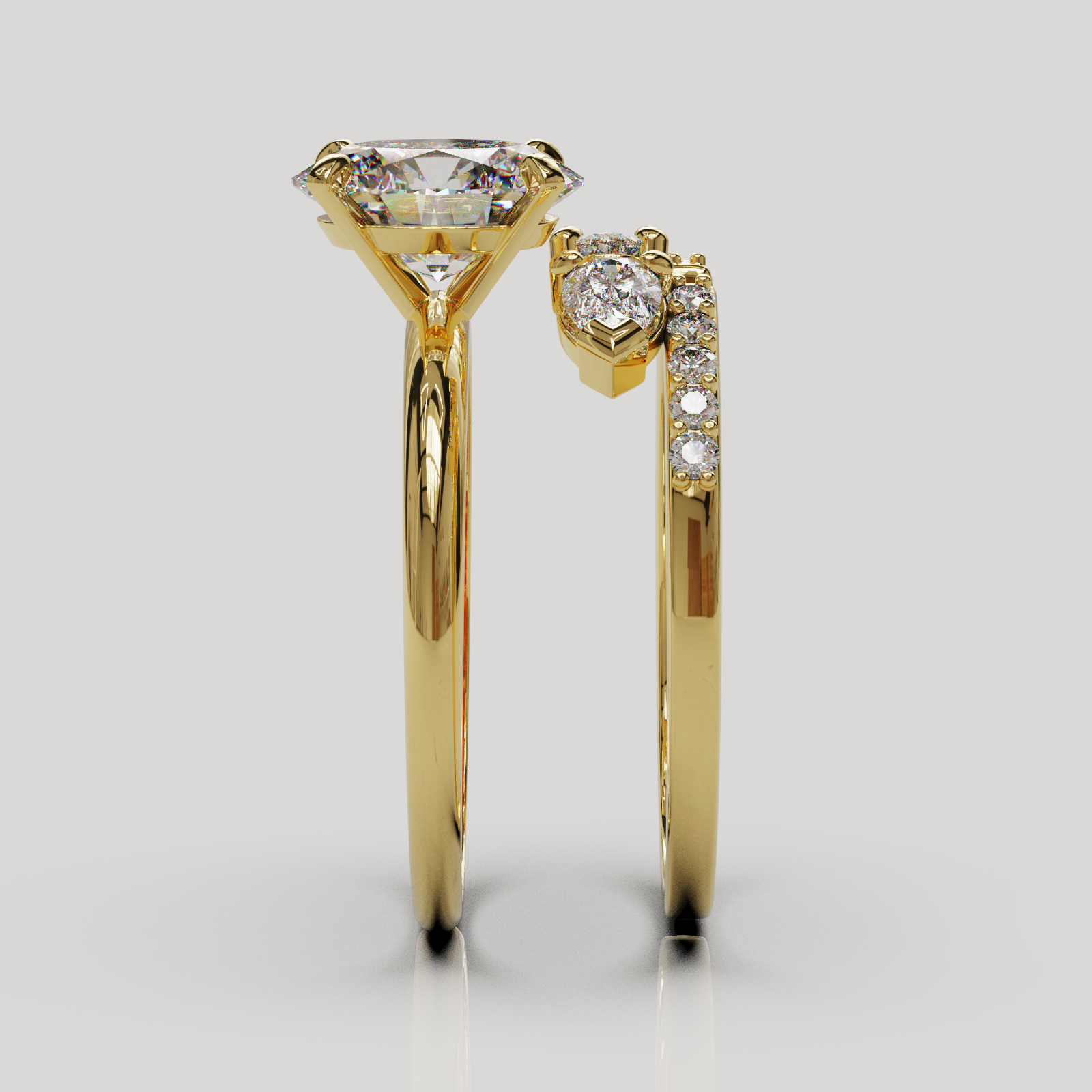Anillo de Compromiso Alivine de Dos Piezas con Gema Oval