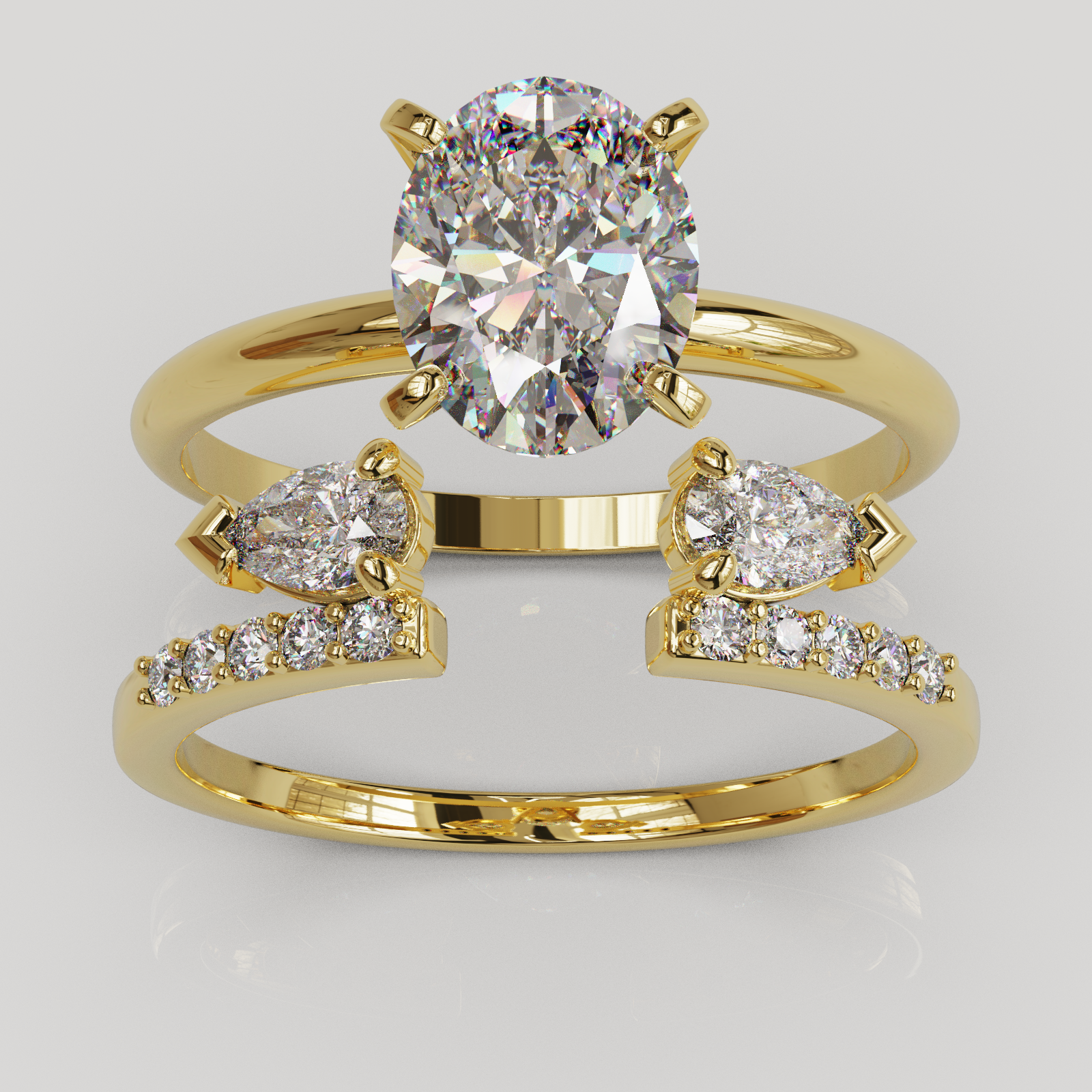 Anillo de Compromiso Alivine de Dos Piezas con Gema Oval