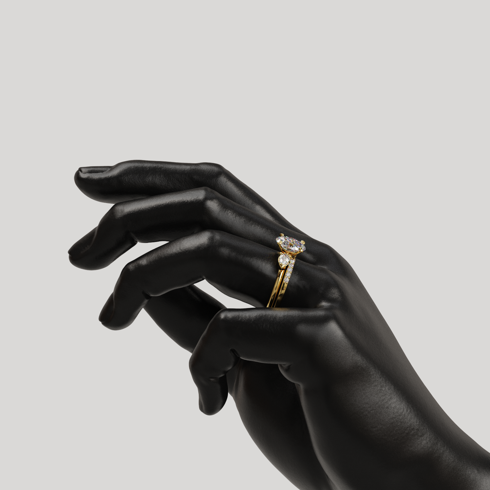 Anillo de Compromiso Alivine de Dos Piezas con Gema Oval