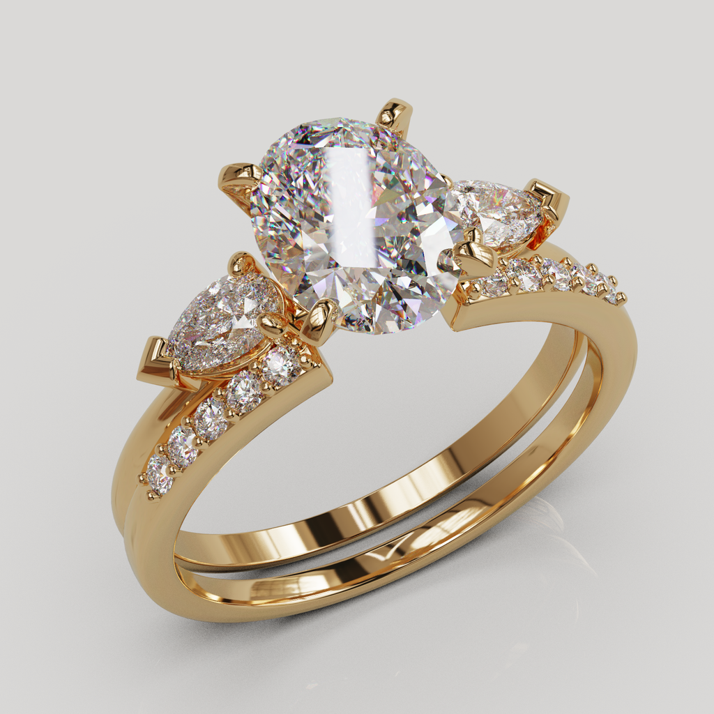 Anillo de Compromiso Alivine de Dos Piezas con Gema Oval