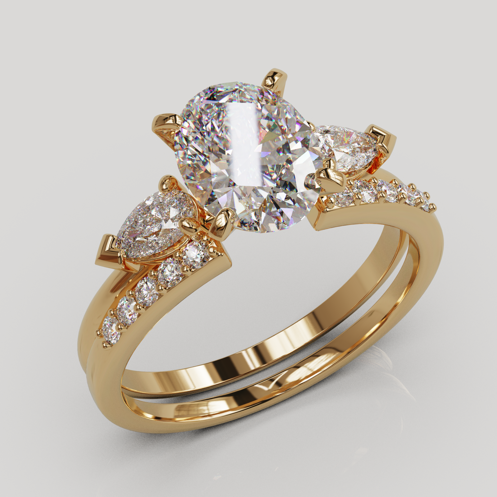 Anillo de Compromiso Alivine de Dos Piezas con Gema Oval