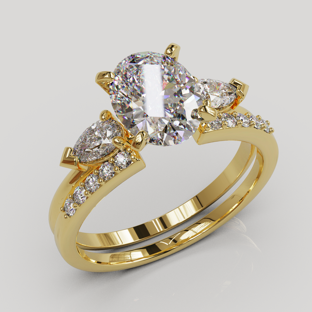 Anillo de Compromiso Alivine de Dos Piezas con Gema Oval