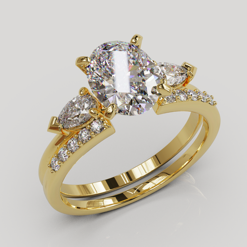 Anillo de Compromiso Alivine de Dos Piezas con Gema Oval