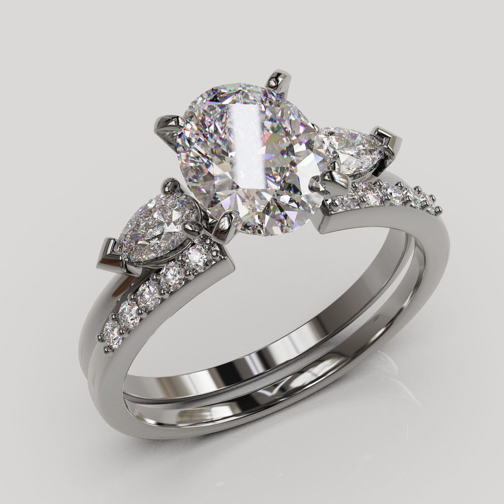 Anillo de Compromiso Alivine de Dos Piezas con Gema Oval