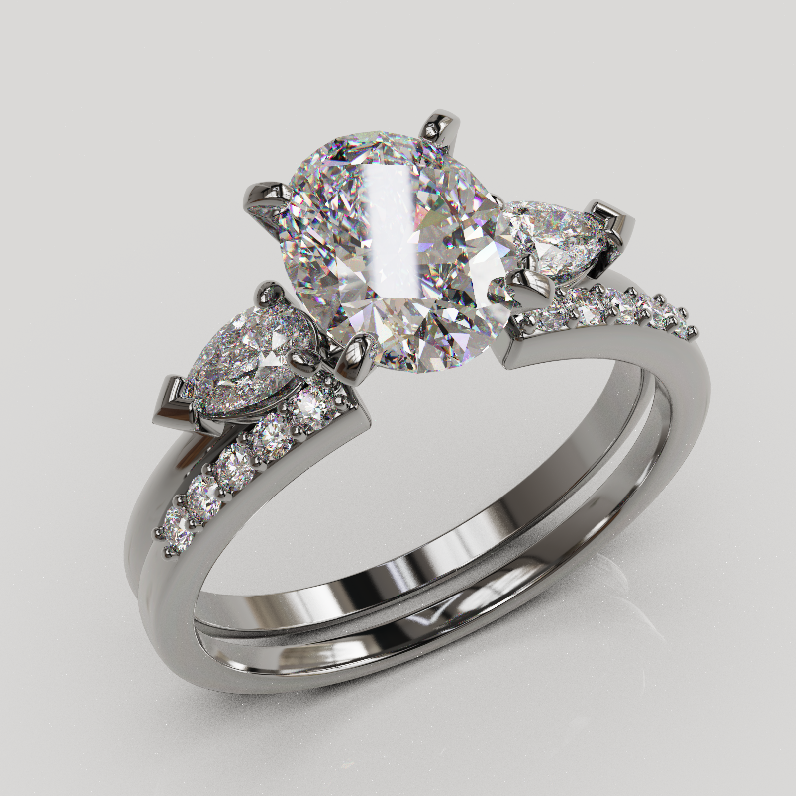 Anillo de Compromiso Alivine de Dos Piezas con Gema Oval