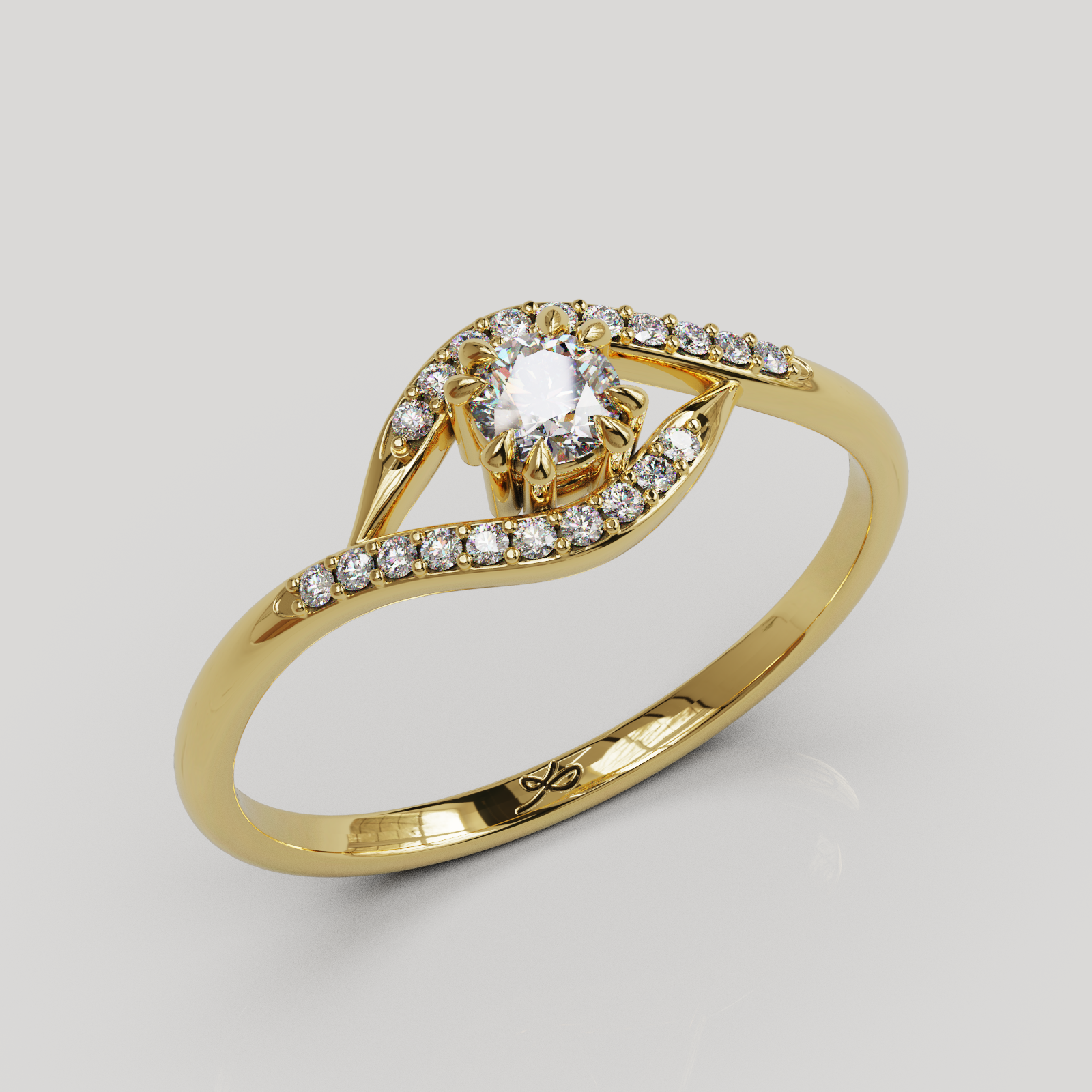 Anillo de Compromiso Chloe con Diseño Bypass y Diamantes