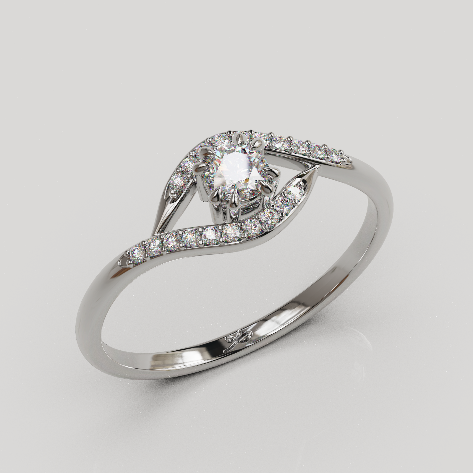 Anillo de Compromiso Chloe con Diseño Bypass y Diamantes