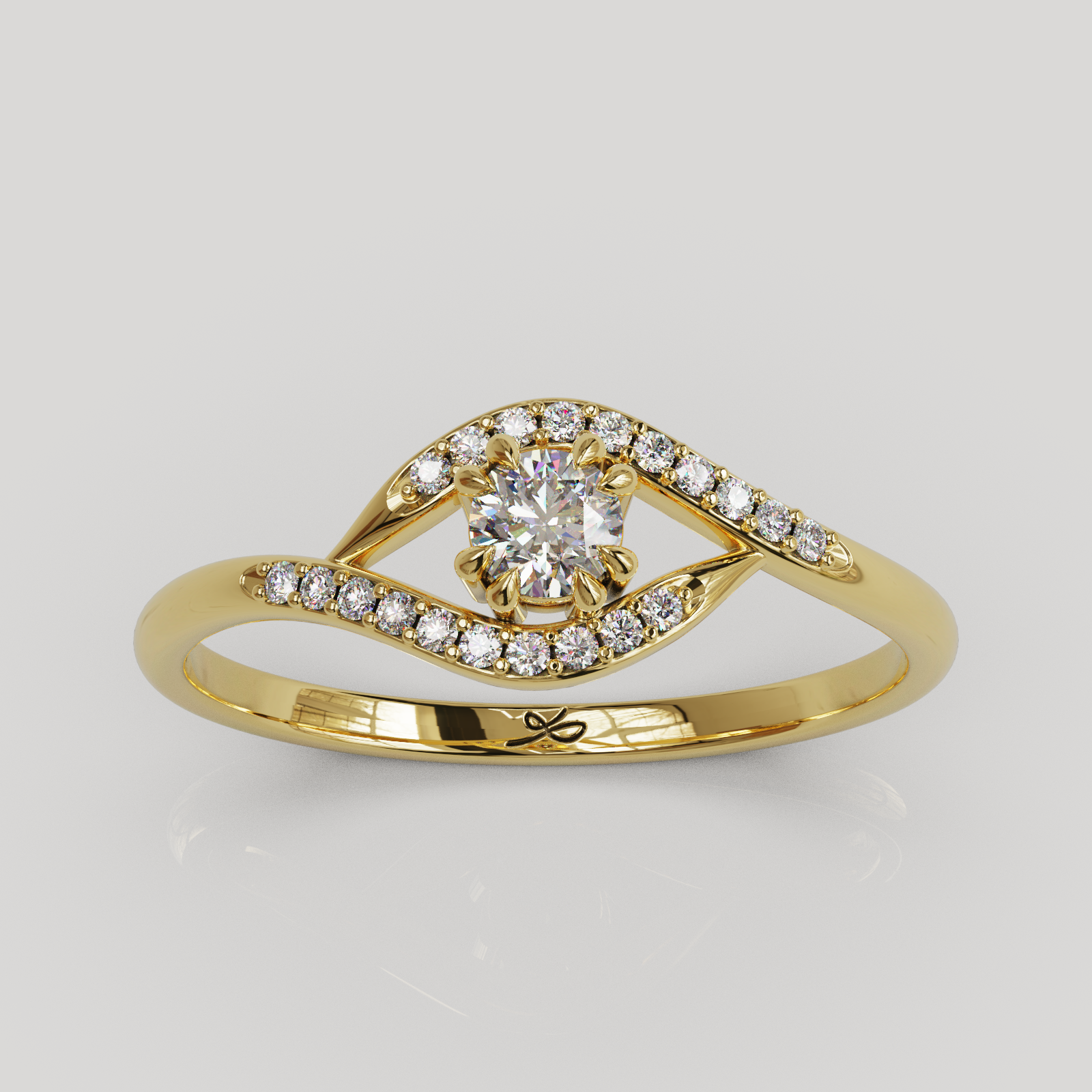 Anillo de Compromiso Chloe con Diseño Bypass y Diamantes