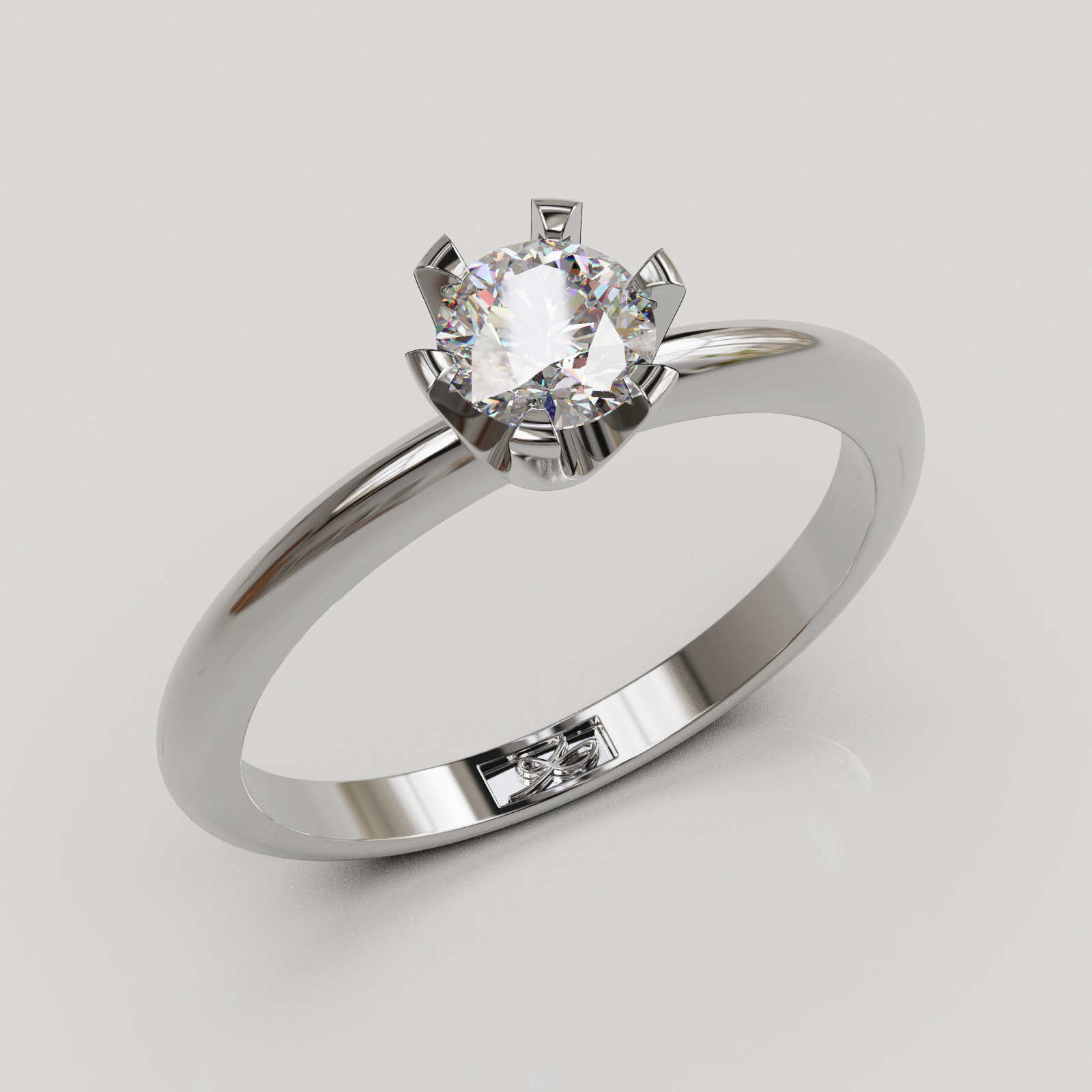 Anillo de Compromiso Crow Solitario con Engaste Corona de 6 Grifas