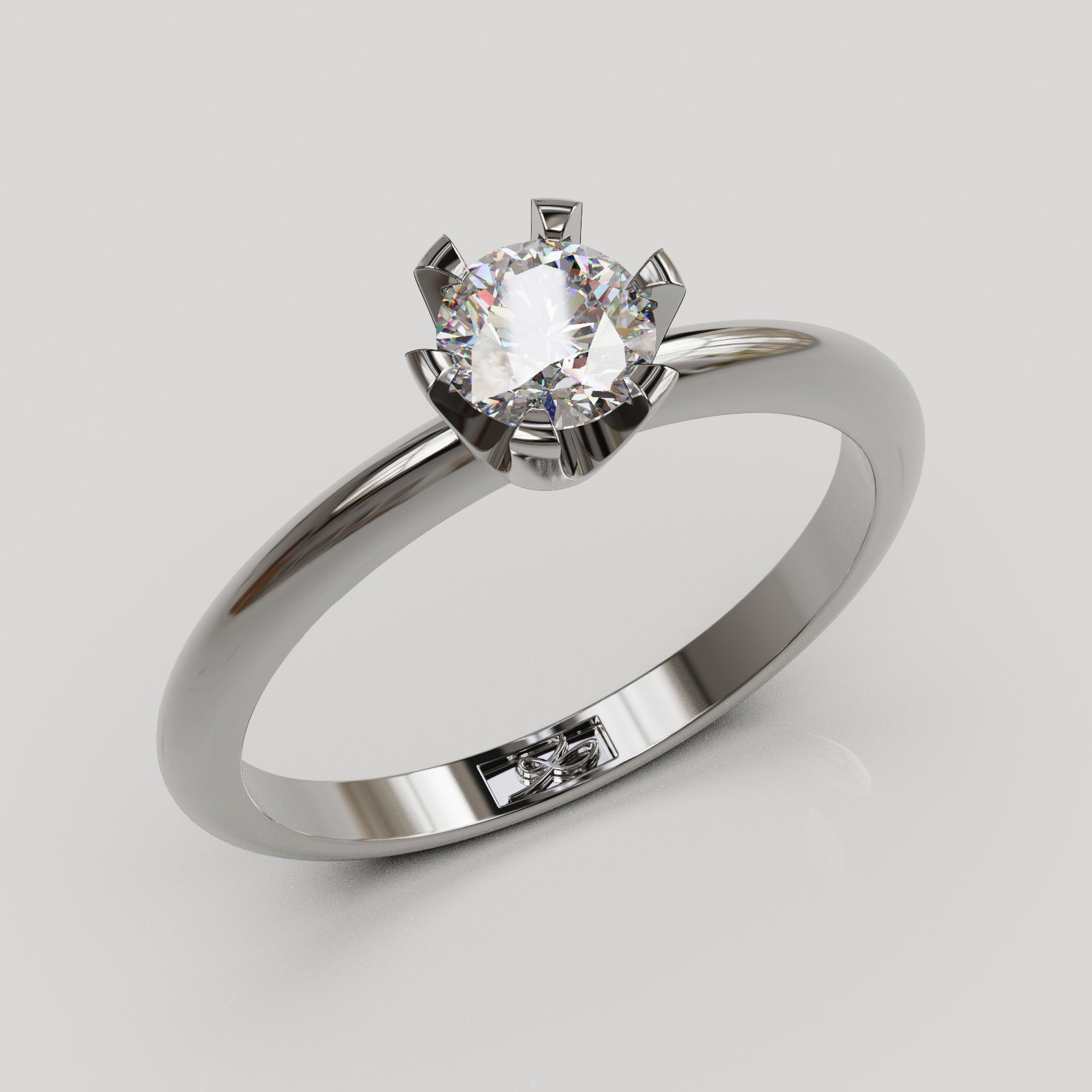 Anillo de Compromiso Crow Solitario con Engaste Corona de 6 Grifas