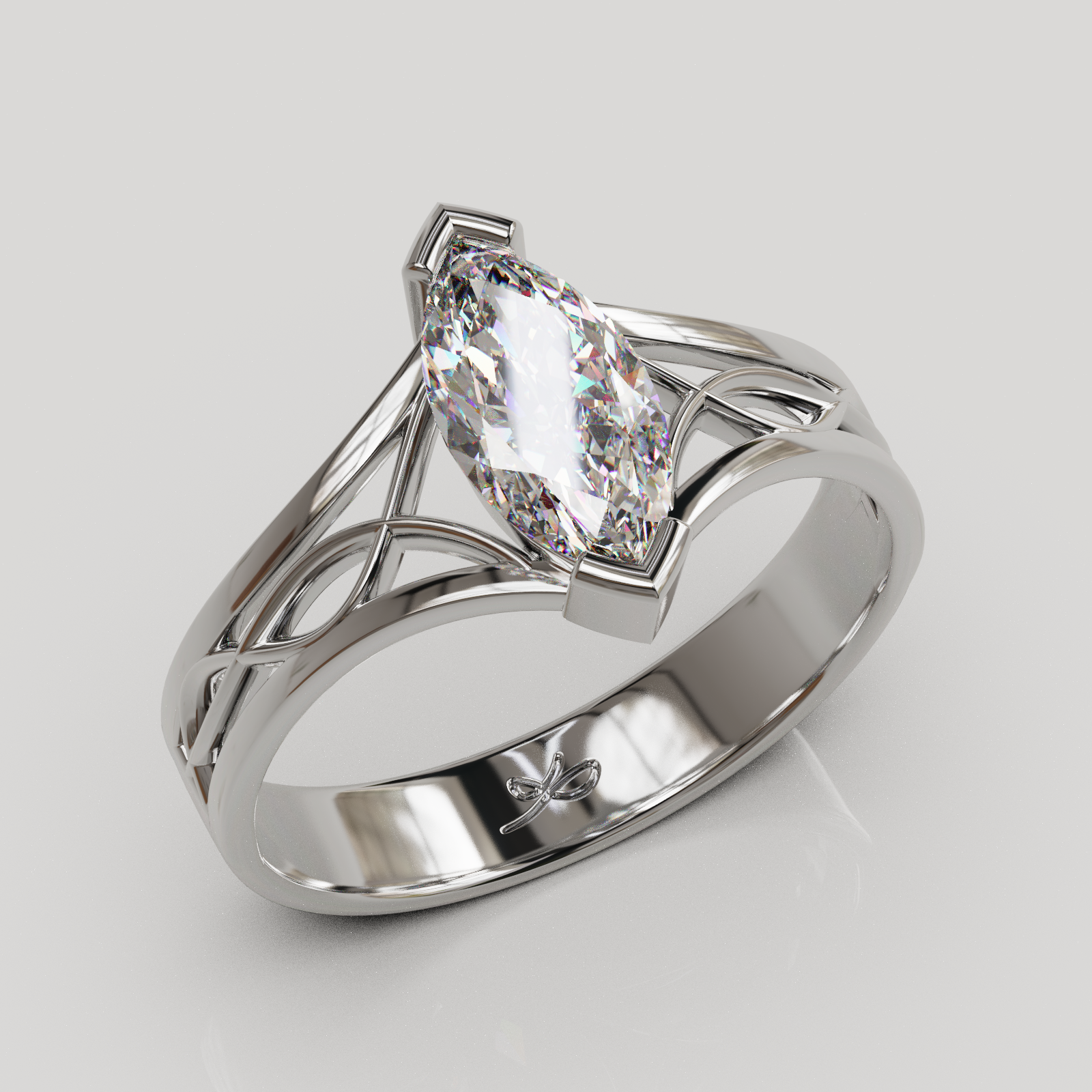 Anillo de Compromiso Aurora con Gema Marquise y Filigrana Orgánica