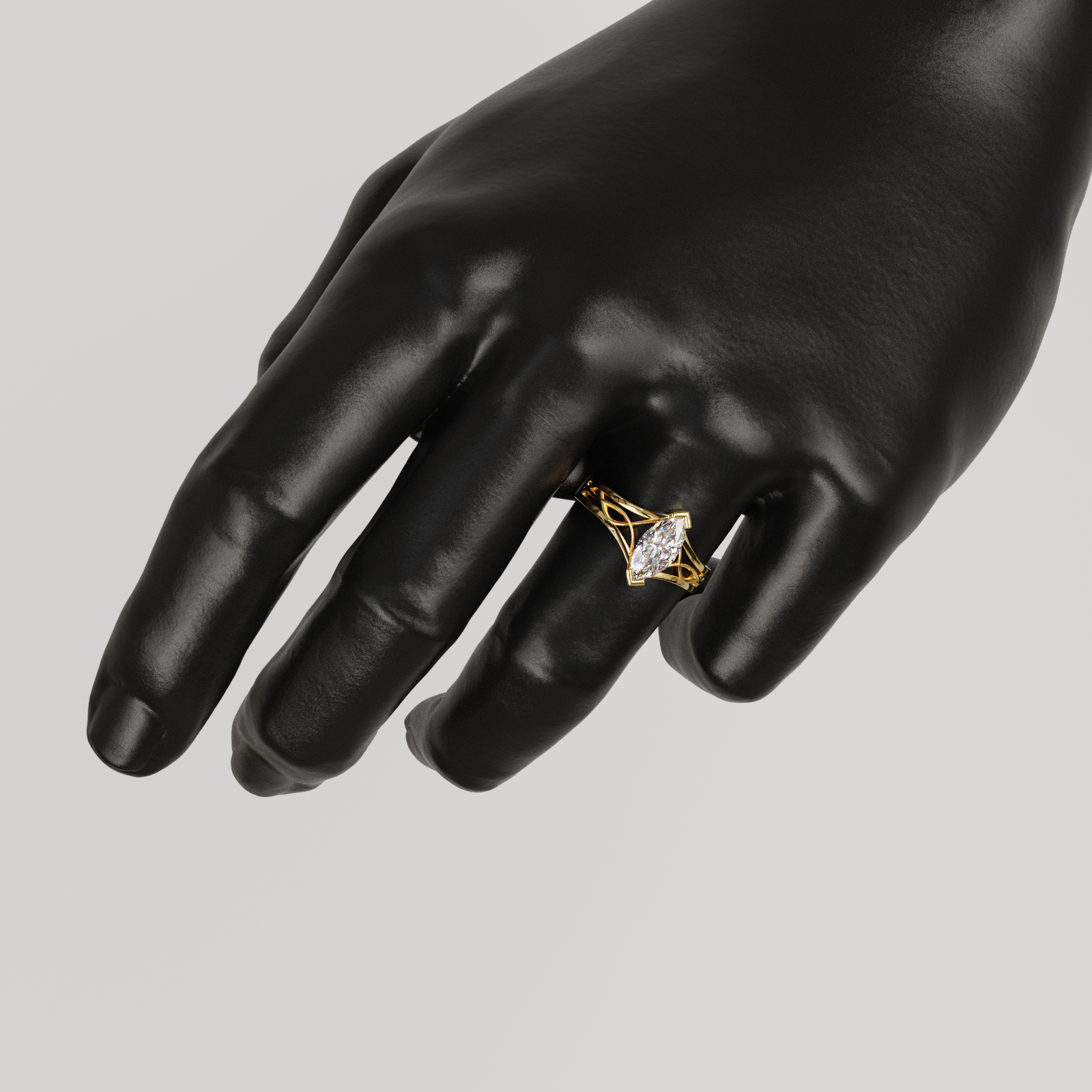 Anillo de Compromiso Aurora con Gema Marquise y Filigrana Orgánica