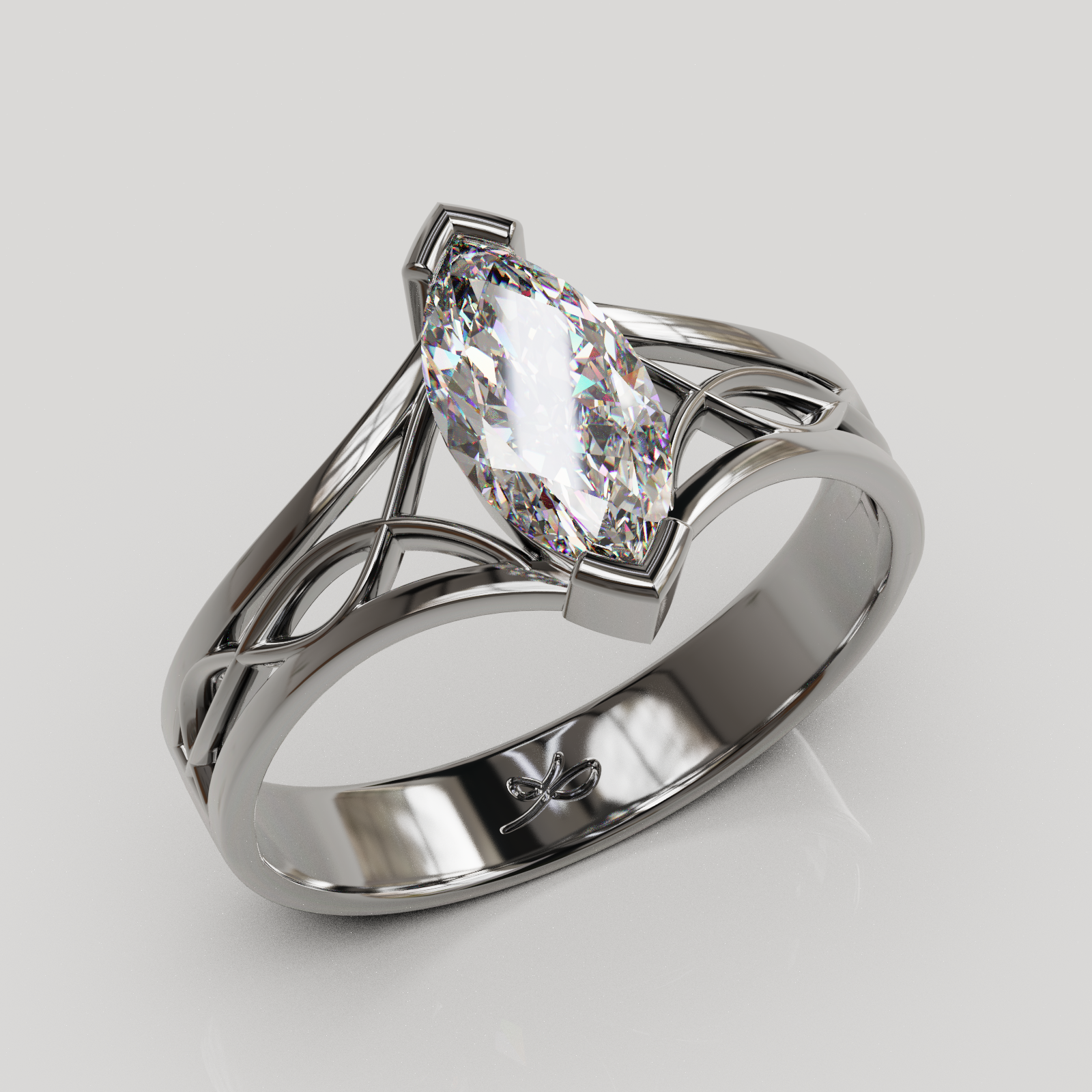 Anillo de Compromiso Aurora con Gema Marquise y Filigrana Orgánica