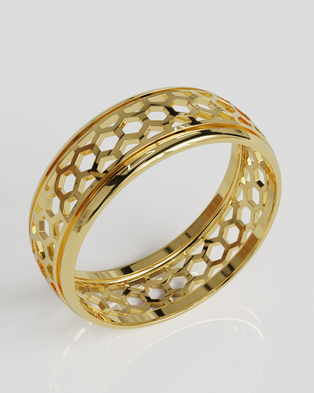 Anillo Panal oro amarillo 18K