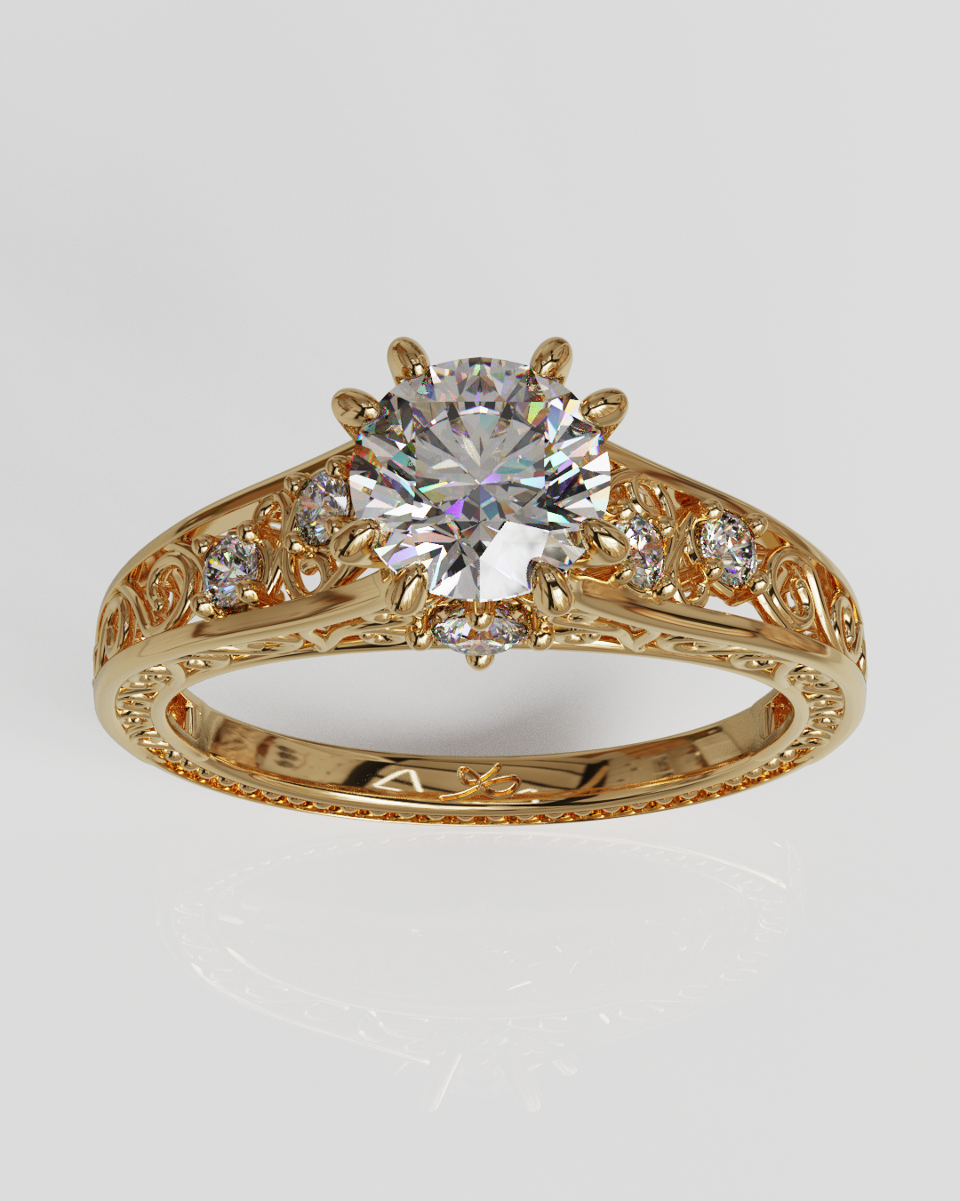 Anillo fligree oro rosa 18K