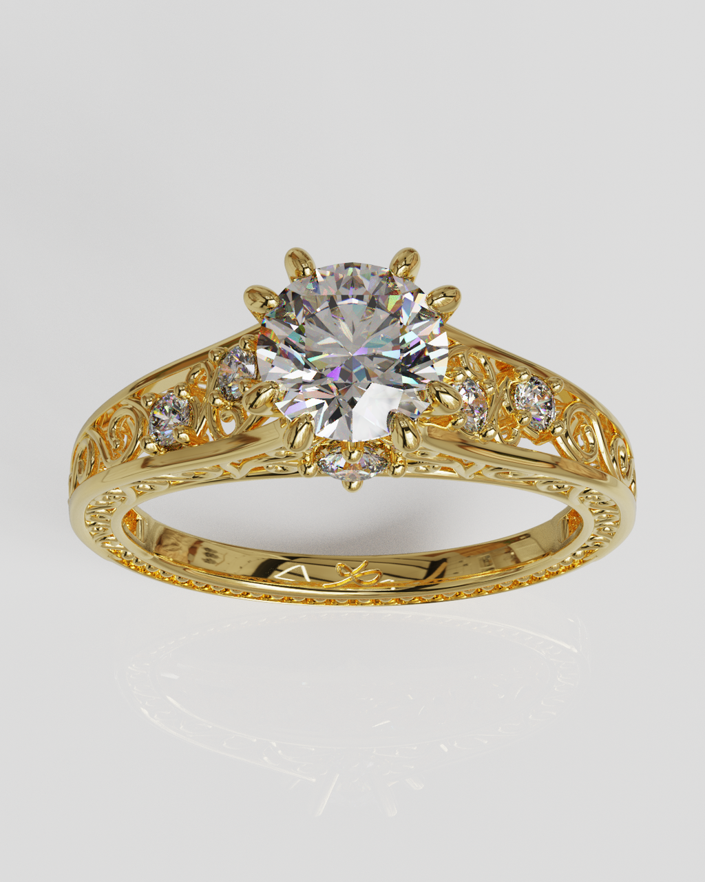 Anillo fligree oro amarillo 18K