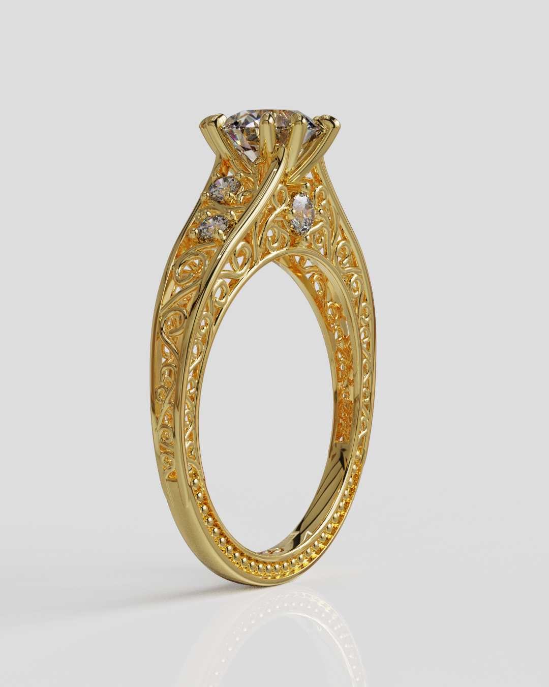 Anillo fligree oro amarillo 18K