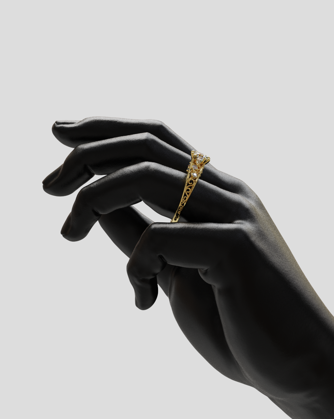 Anillo fligree oro amarillo 18K