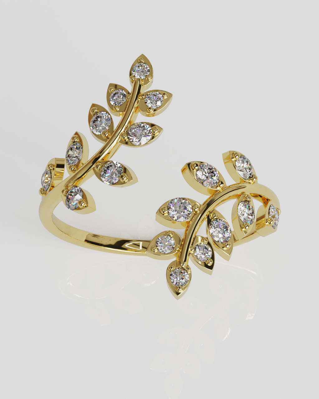 Anillo Hojas oro amarillo 18K