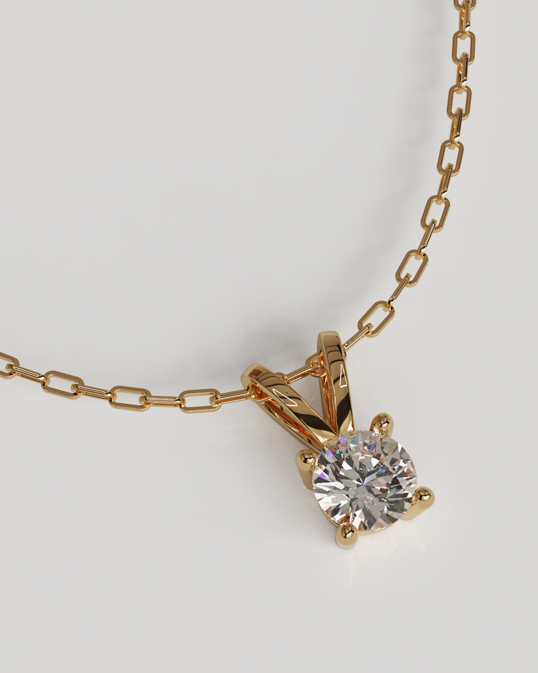 Cadena limada 45cm y punto de luz MOISSANITA Oro rosado 18K