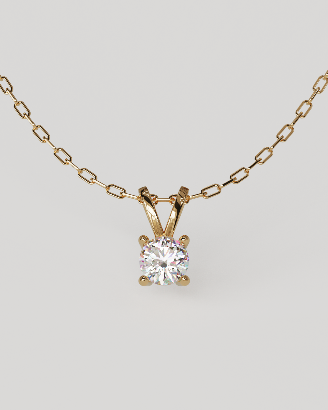 Cadena limada 45cm y punto de luz MOISSANITA Oro rosado 18K