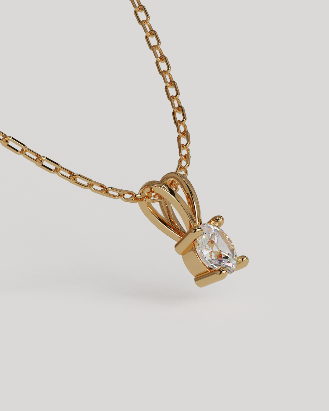 Cadena limada 45cm y punto de luz MOISSANITA Oro rosado 18K