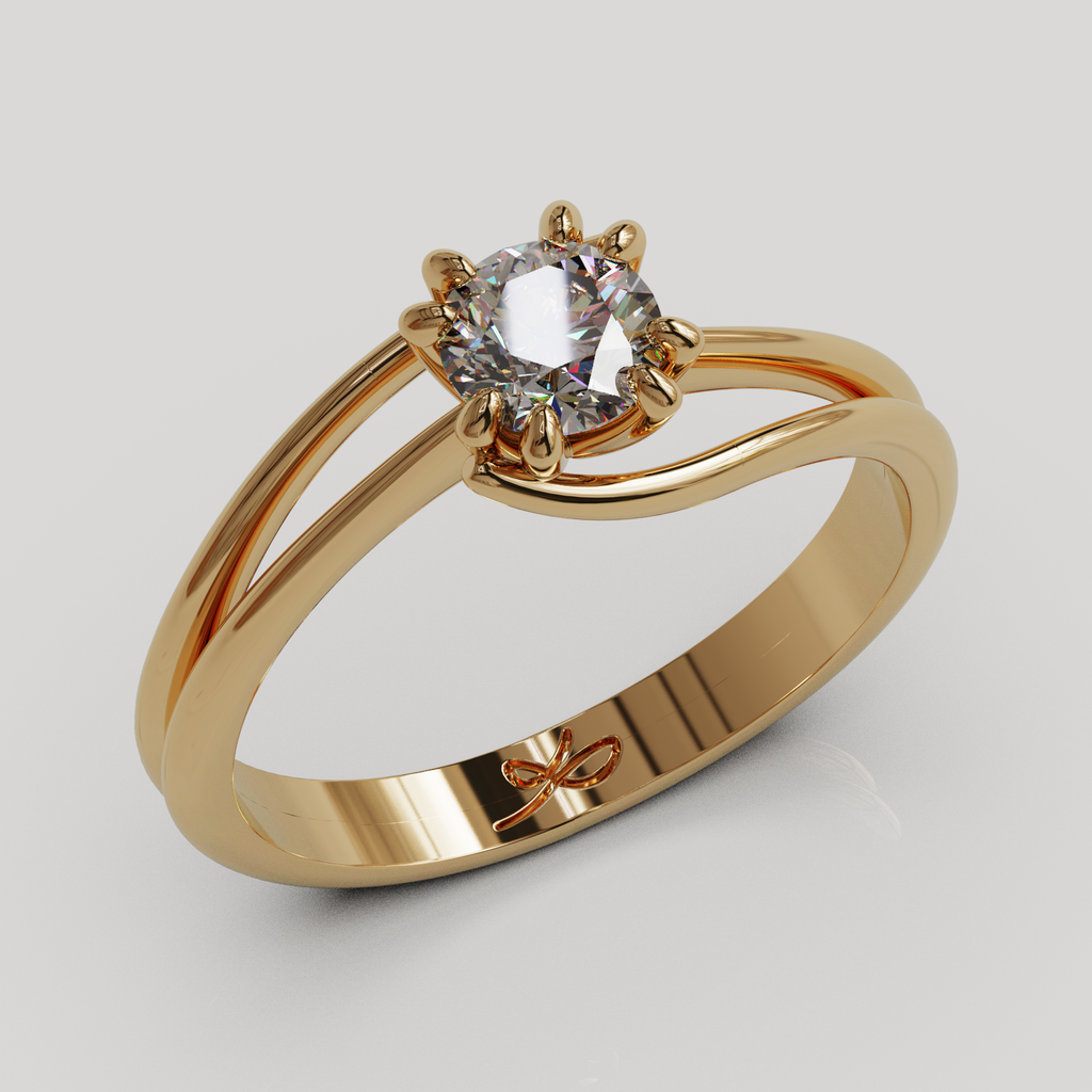 Anillo Solitario Rosa oro 18K