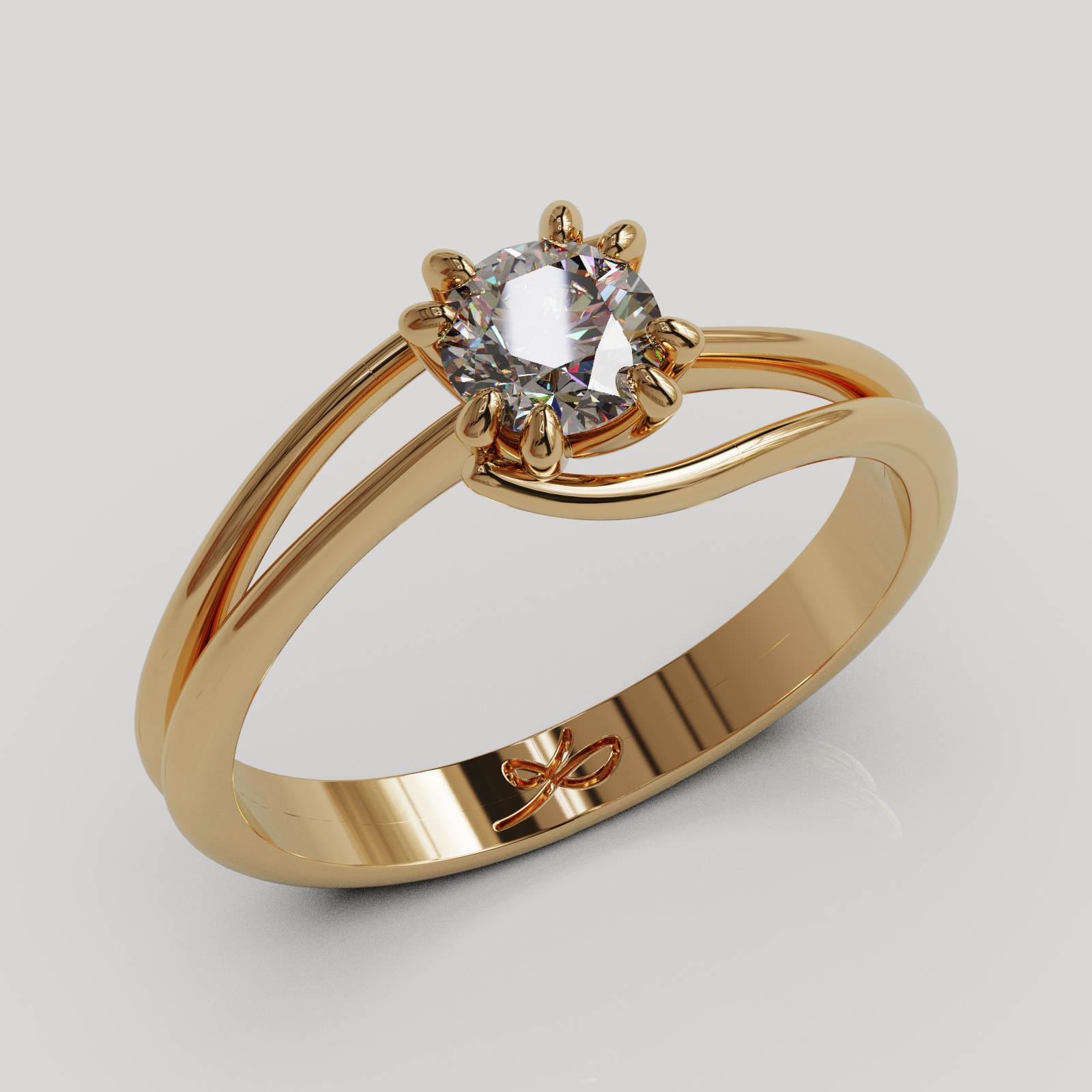 Anillo Solitario Rosa oro 18K