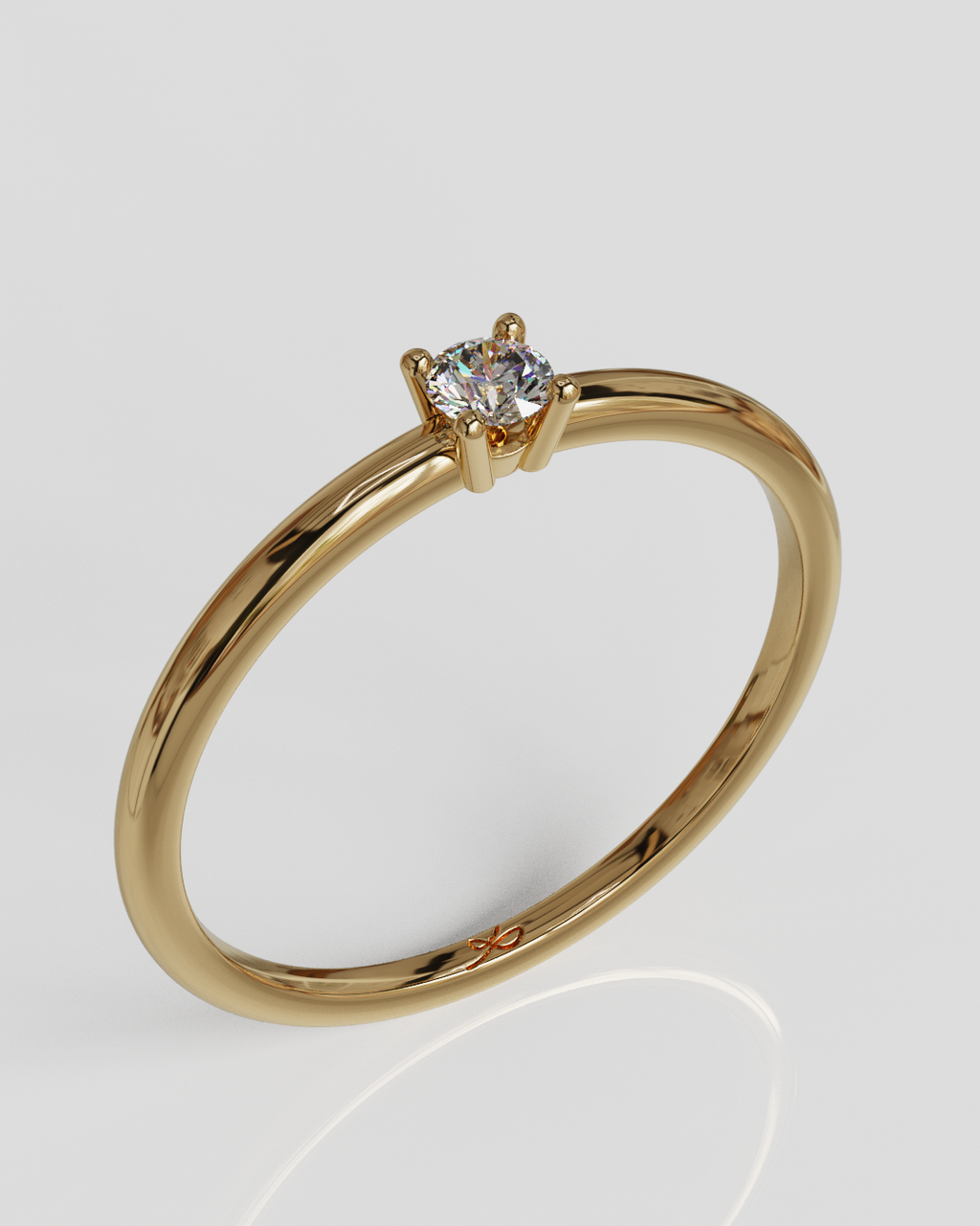 Anillo solitario luz oro rosa 18K
