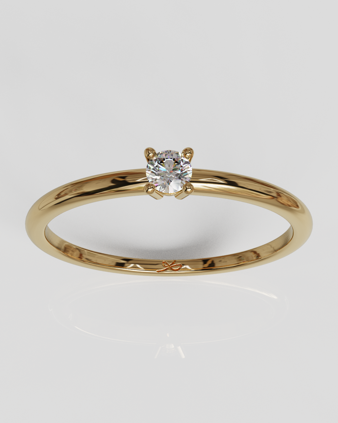 Anillo solitario luz oro rosa 18K