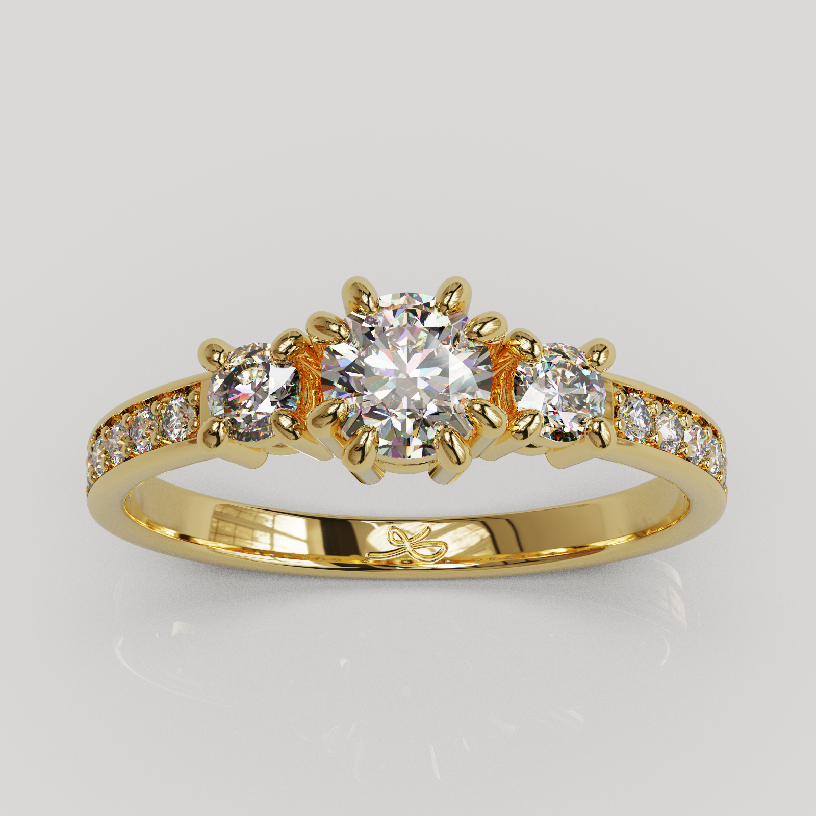 Anillo Tresillo infinity oro 18K