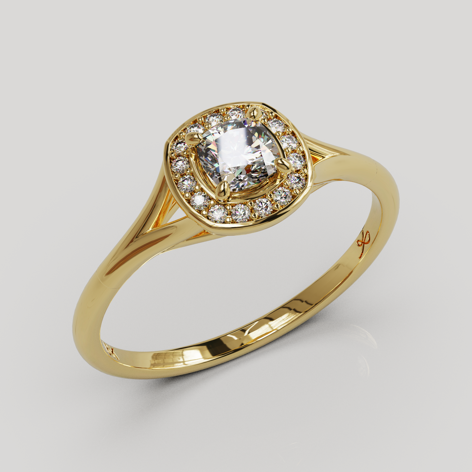 Anillo Halo Majestic oro 18K