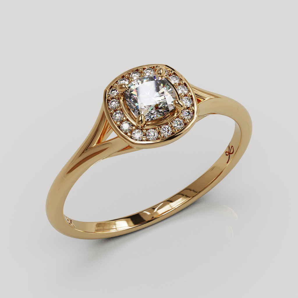 Anillo Halo Majestic oro 18K