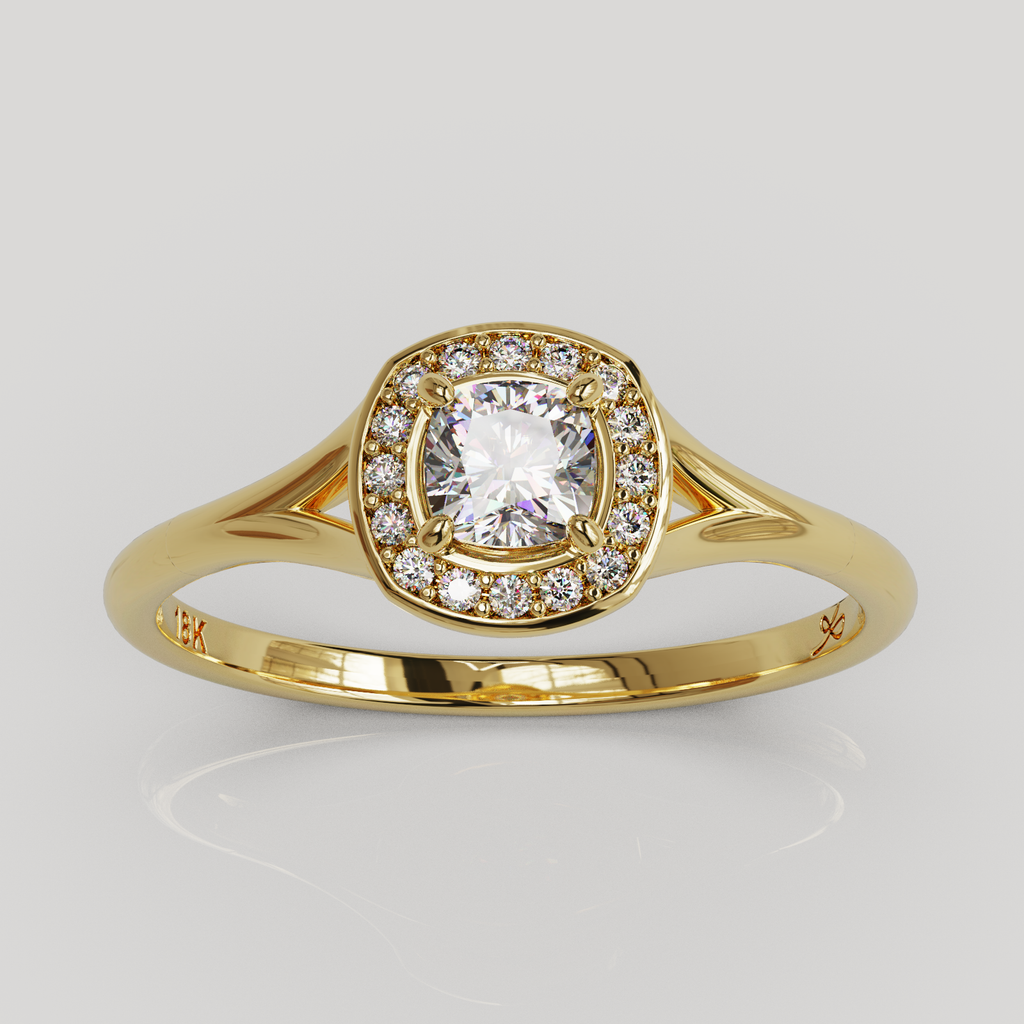Anillo Halo Majestic oro 18K