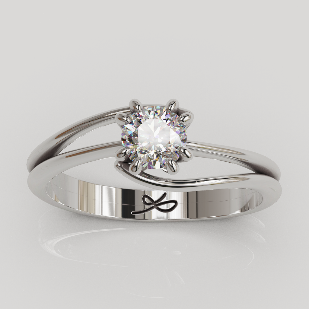 Anillo Solitario Rosa plata