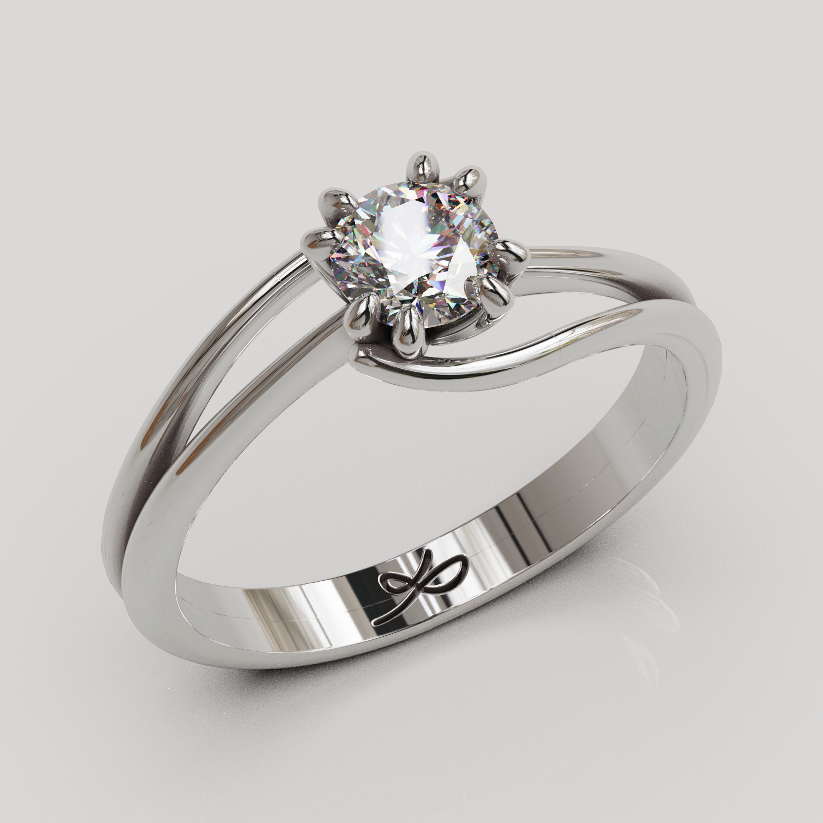 Anillo Solitario Rosa plata