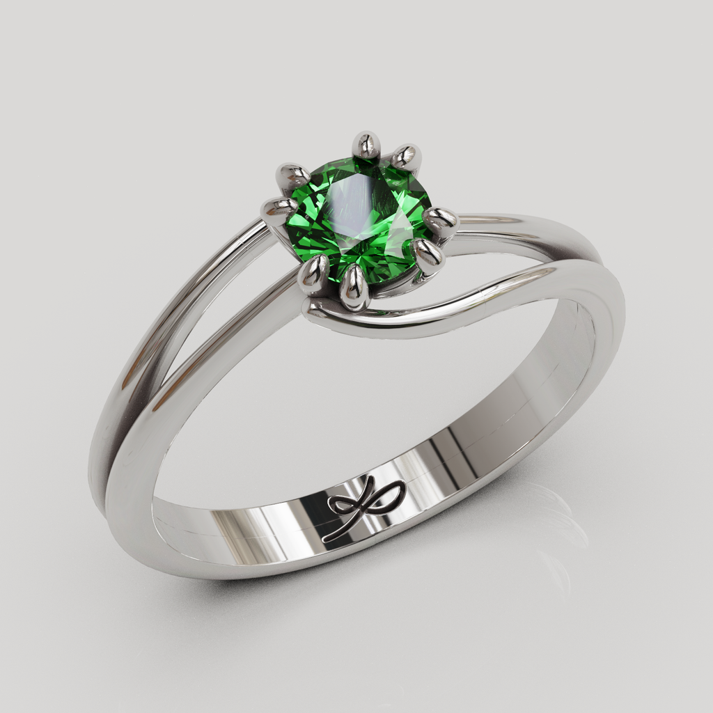 Anillo Solitario Rosa plata