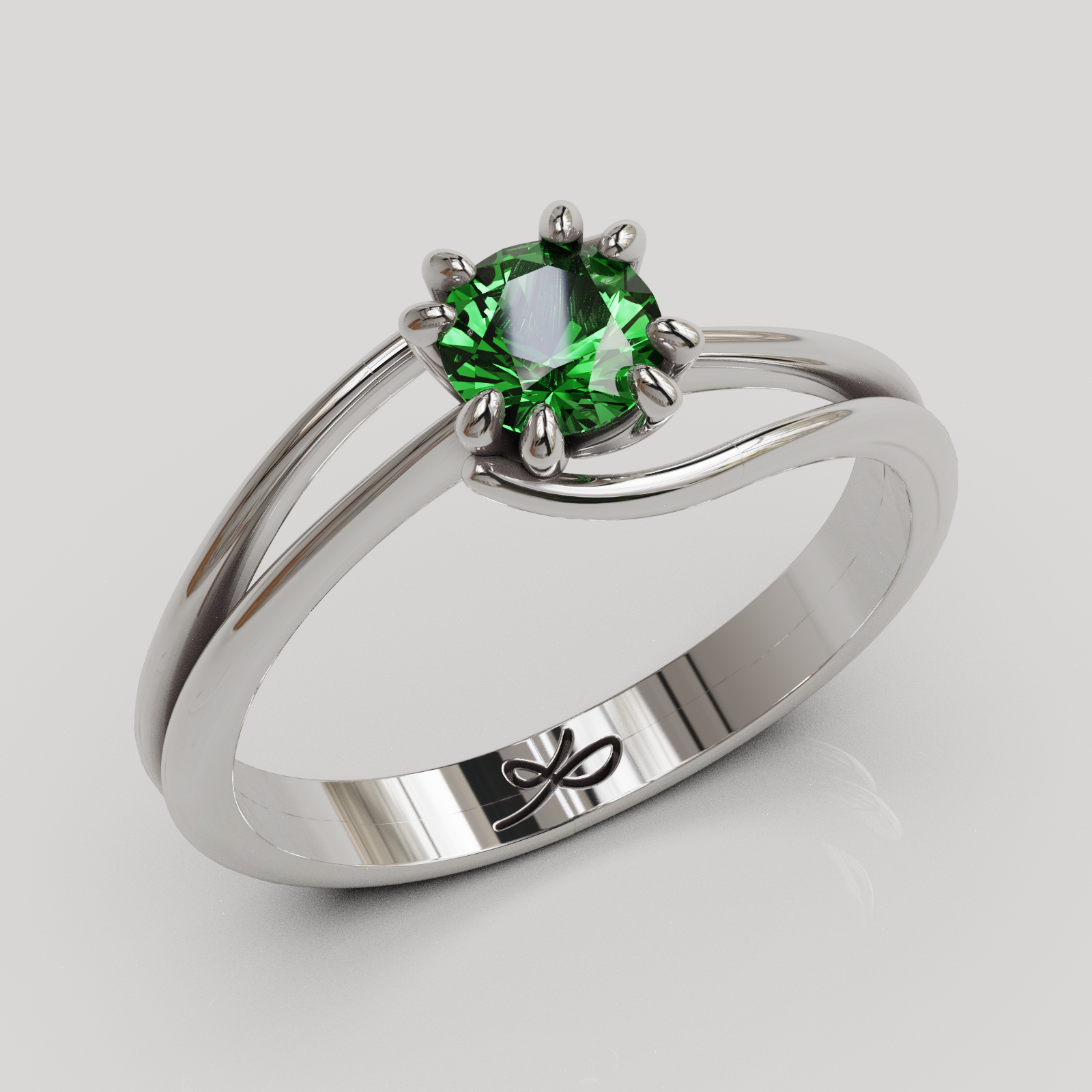 Anillo Solitario Rosa plata