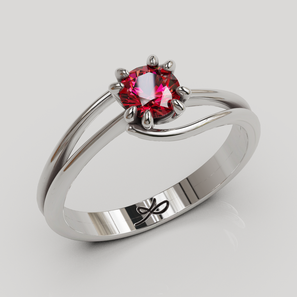 Anillo Solitario Rosa plata