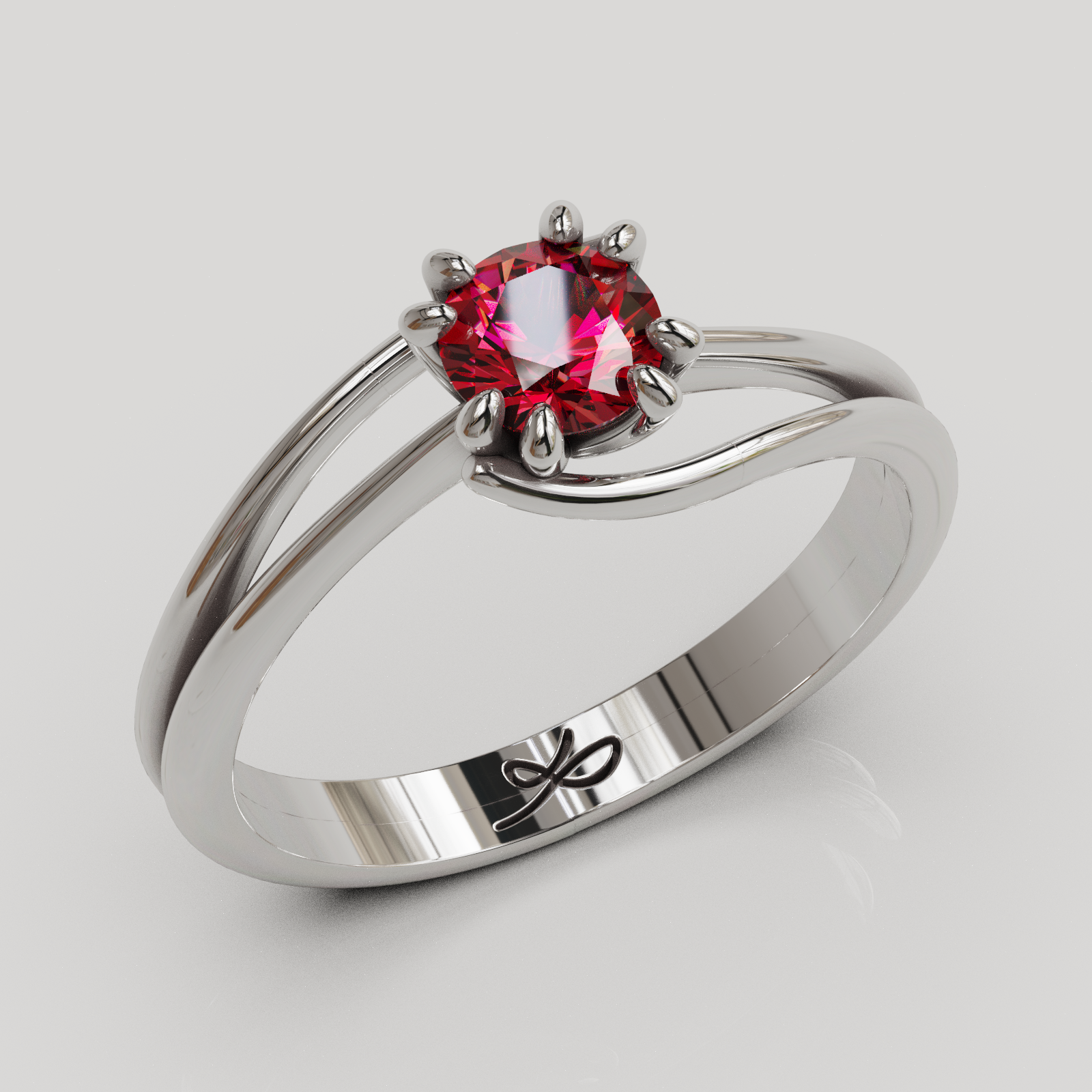 Anillo Solitario Rosa plata