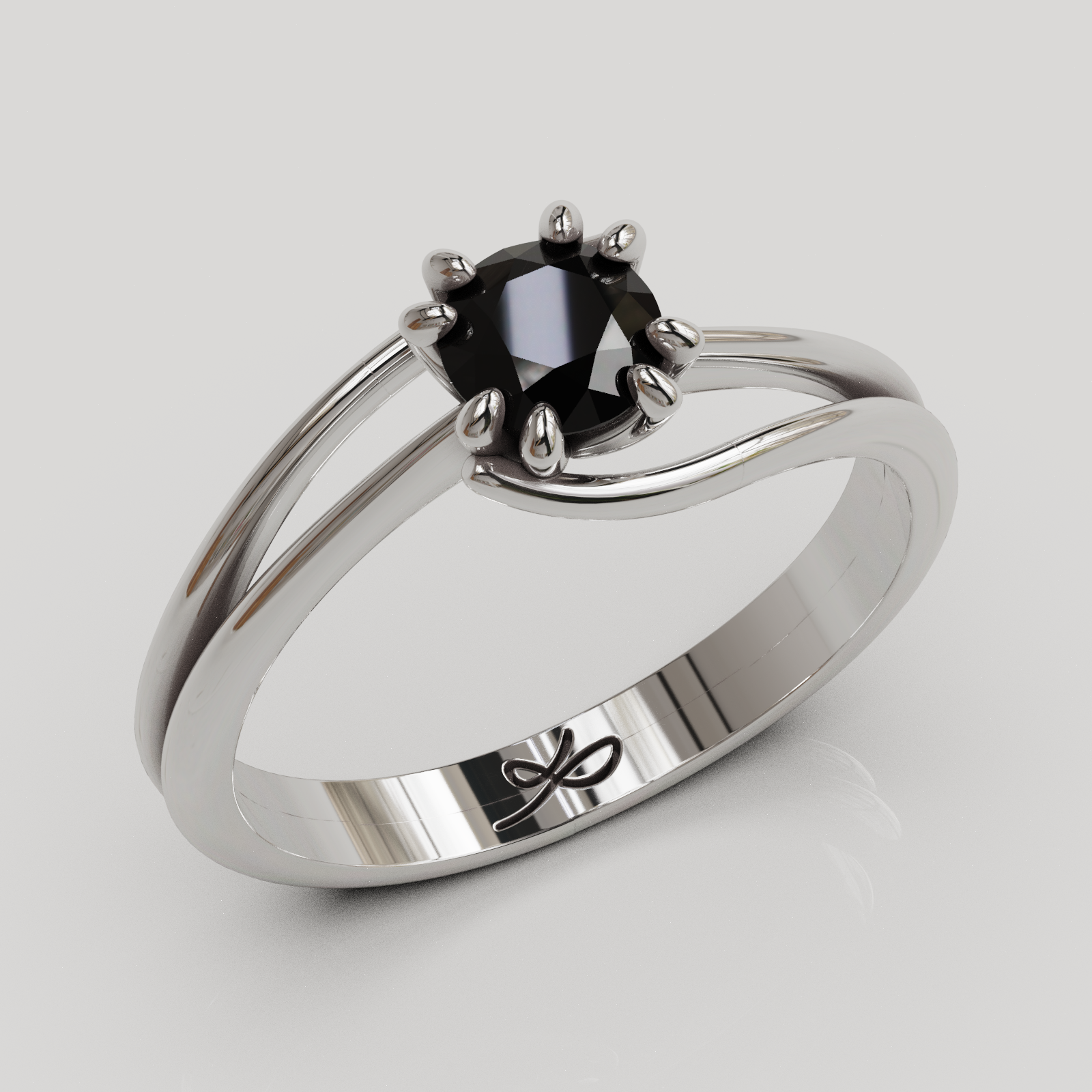 Anillo Solitario Rosa plata