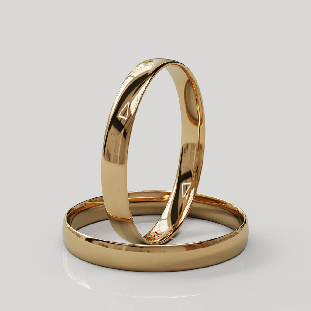 Par Argollas Mediacaña 3mm oro rosado 18K