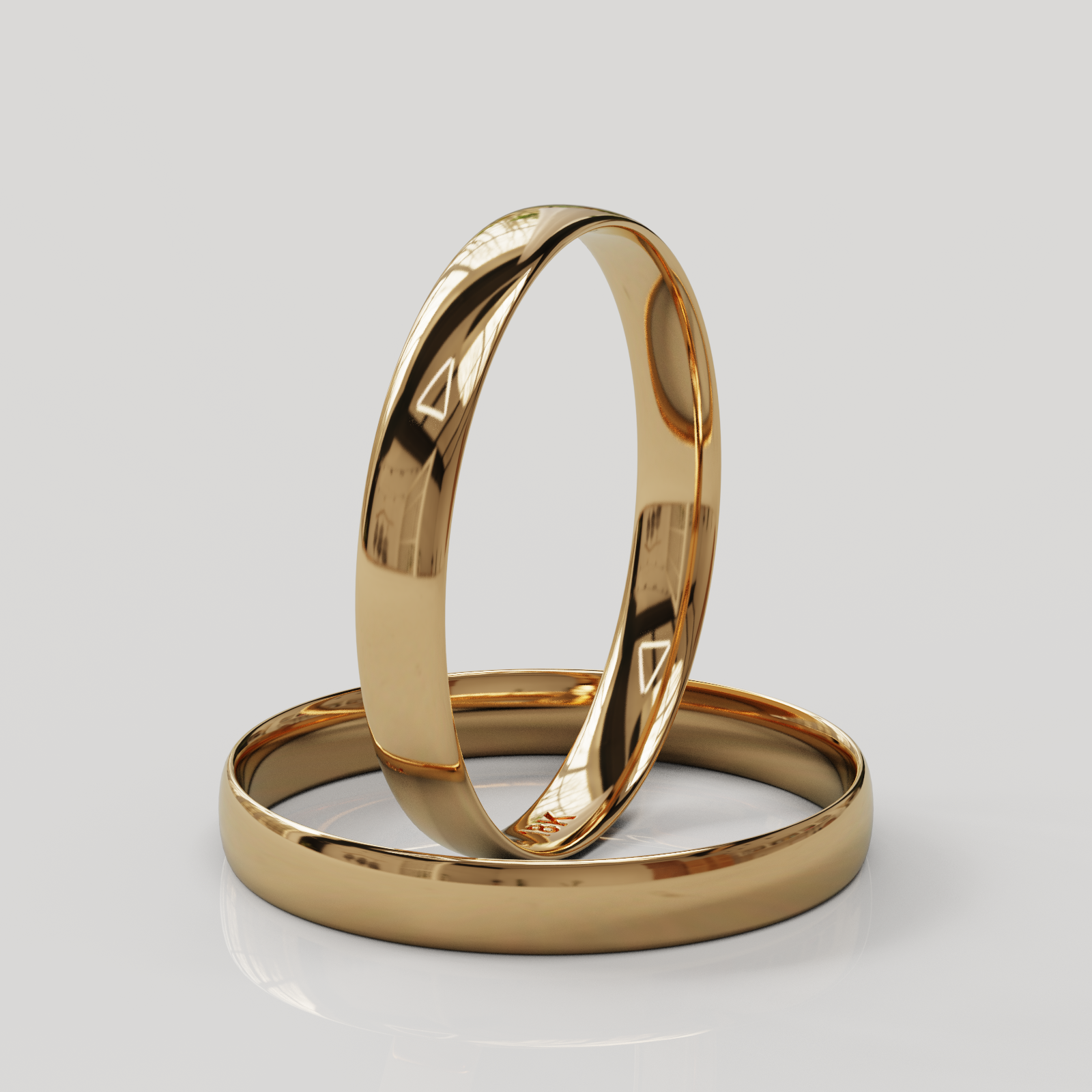 Par Argollas Mediacaña 3mm oro rosado 18K