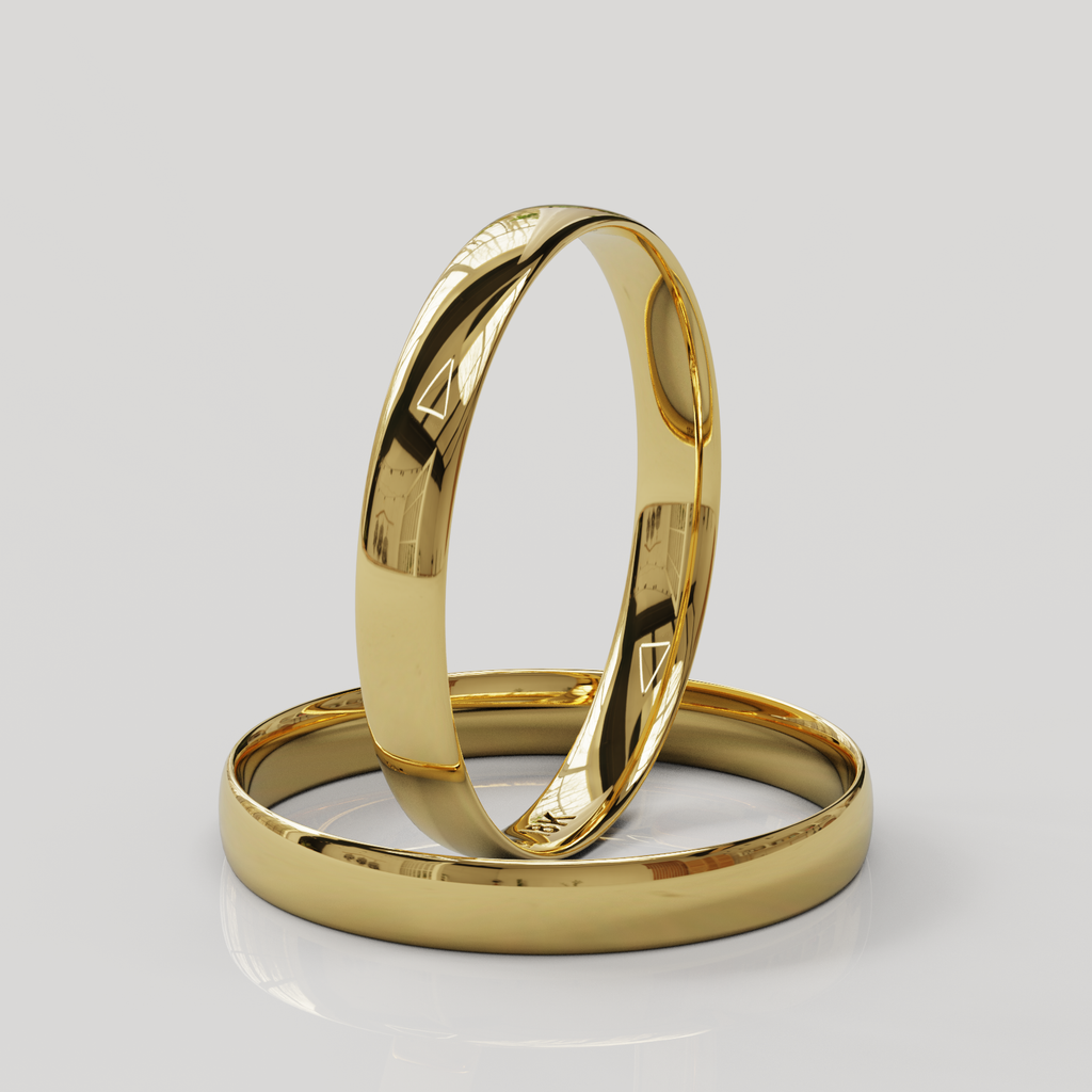 Par Argollas Mediacaña 3mm oro 18K