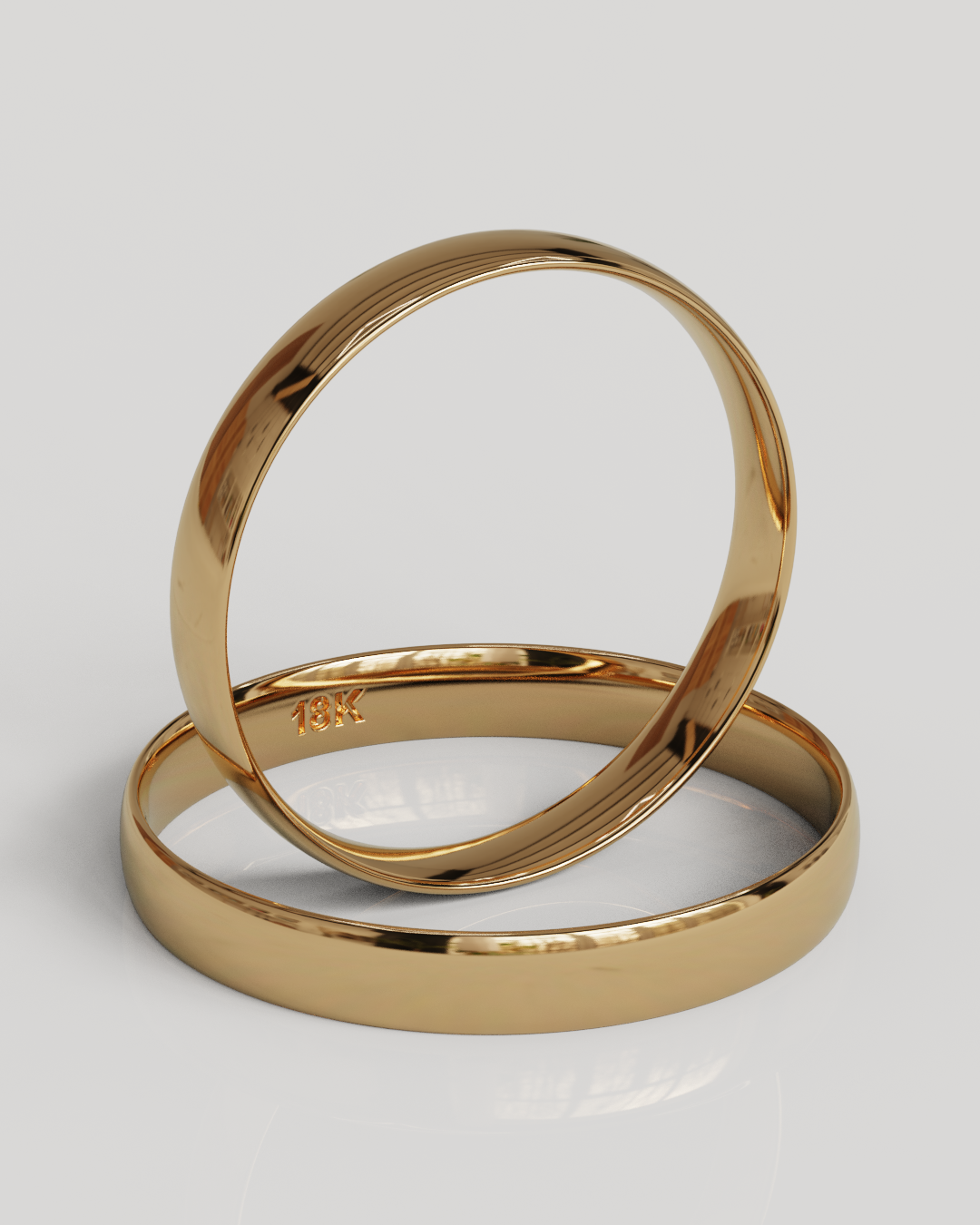 Par Argollas Mediacaña 3mm 3gramos oro rosa 18K