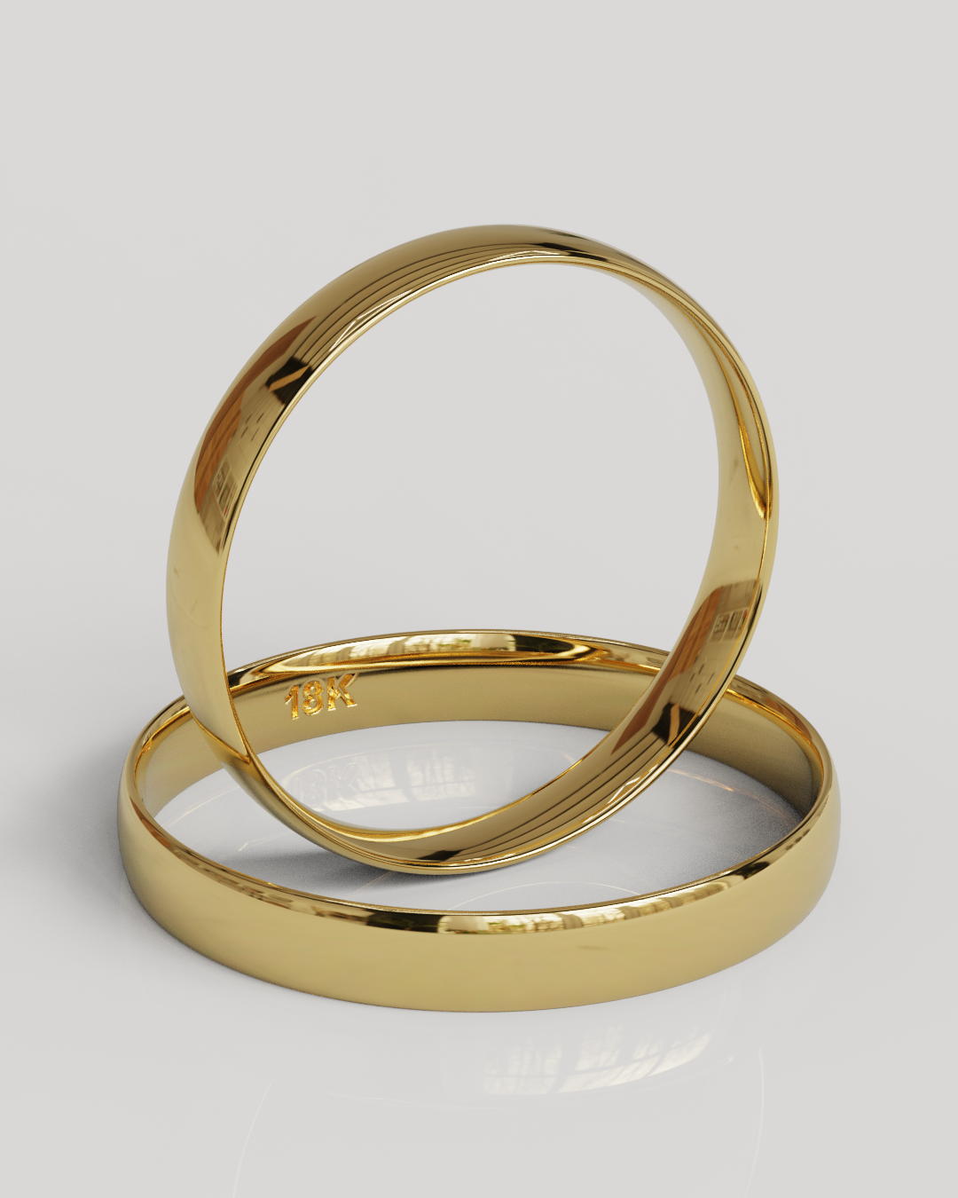 Par Argollas Mediacaña 3mm 3gramos oro amarillo 18K